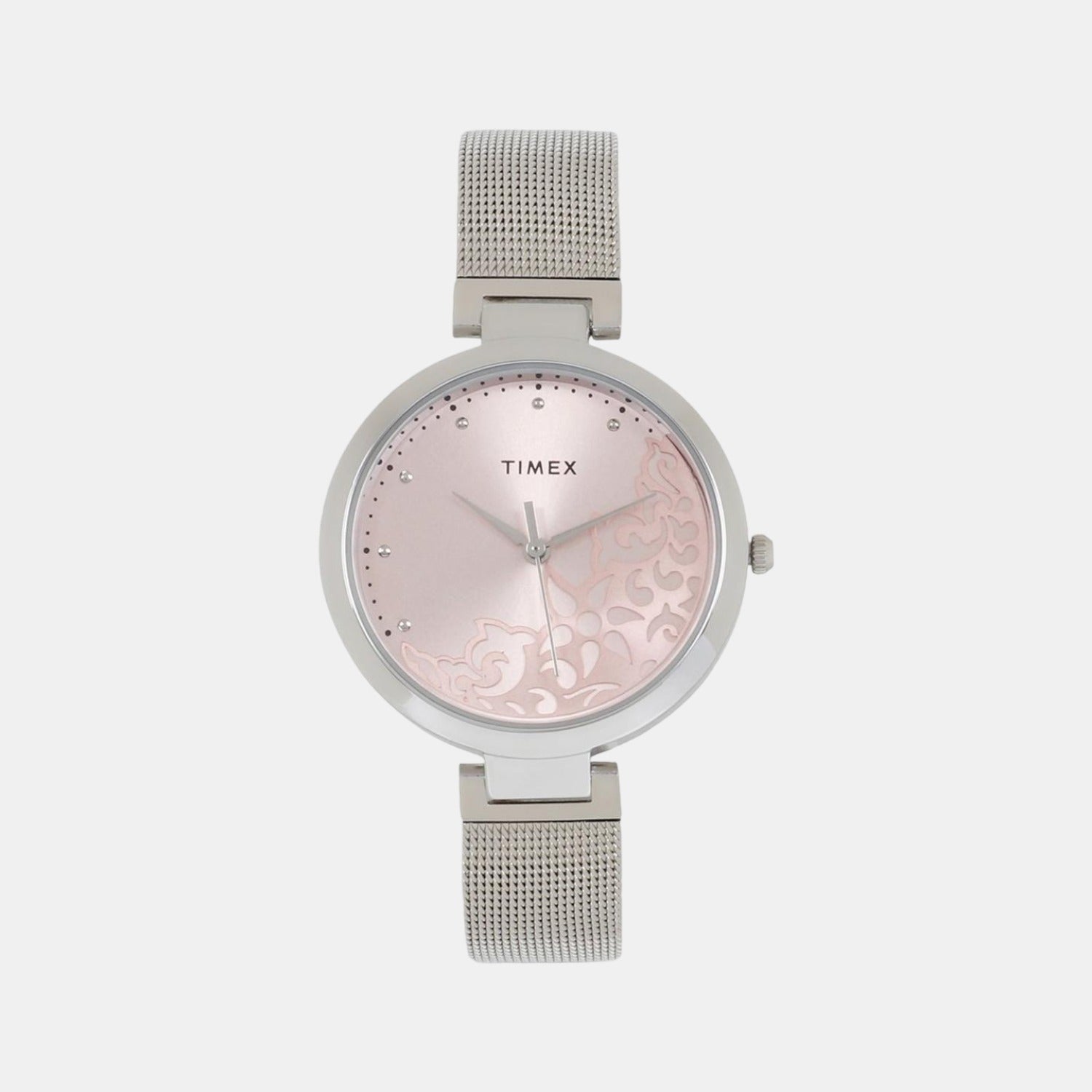 Timex Fashion Women Quartz Pink Dial Analog Stainless Steel Watch TW000X217