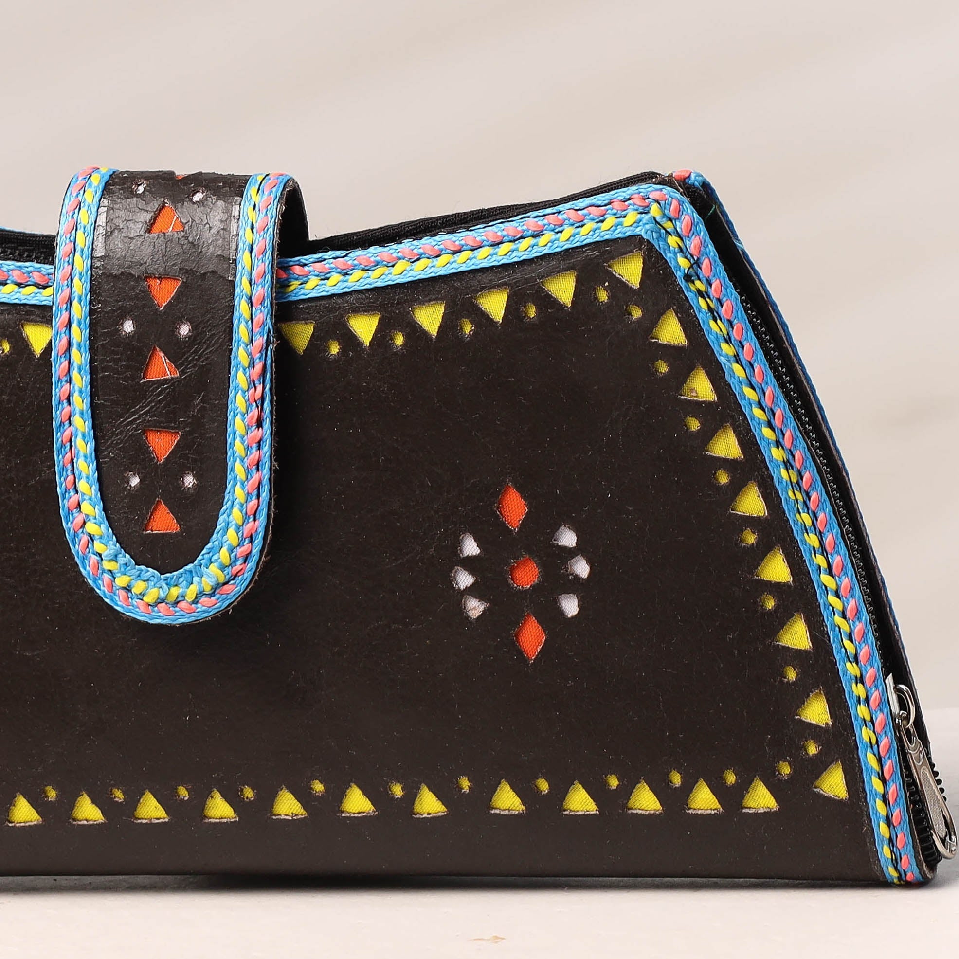 KACHCHH JI CHHAAP Black - Handcrafted Kutch Leather Clutch / Wallet - view 2
