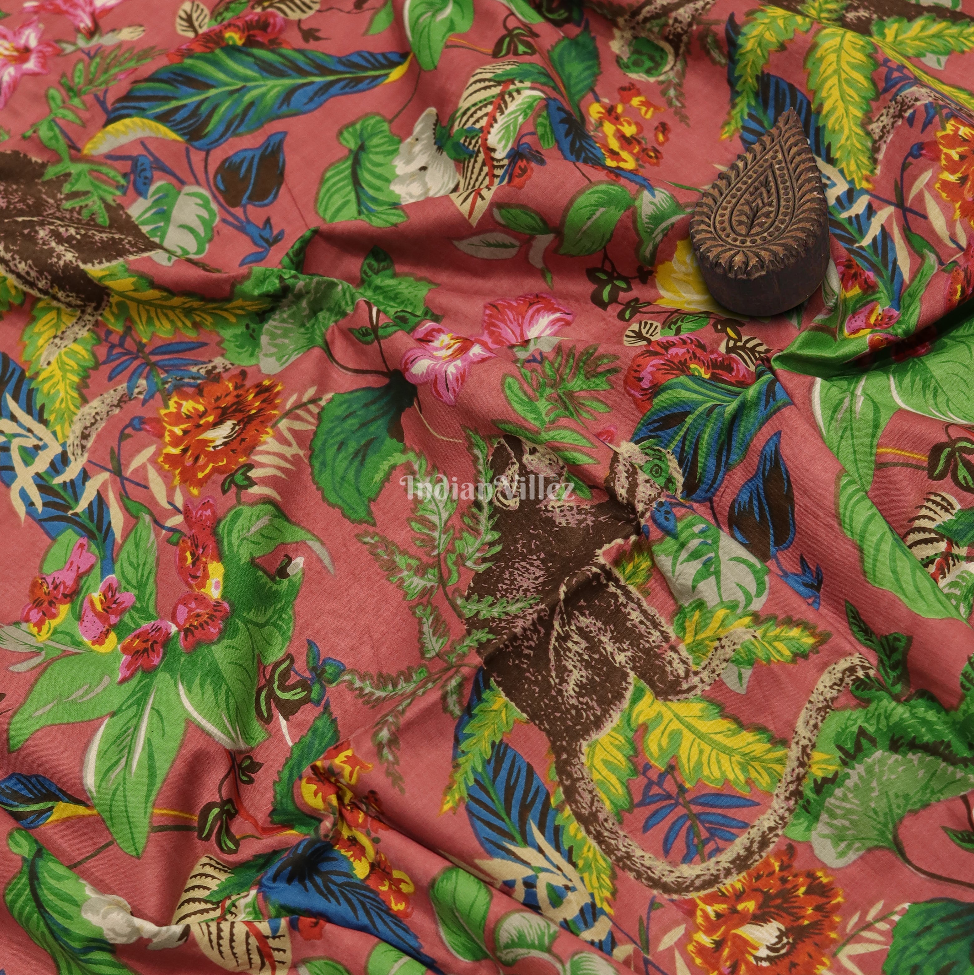 IndianVillèz Forest Theme Hand Block Printed Cotton Fabric