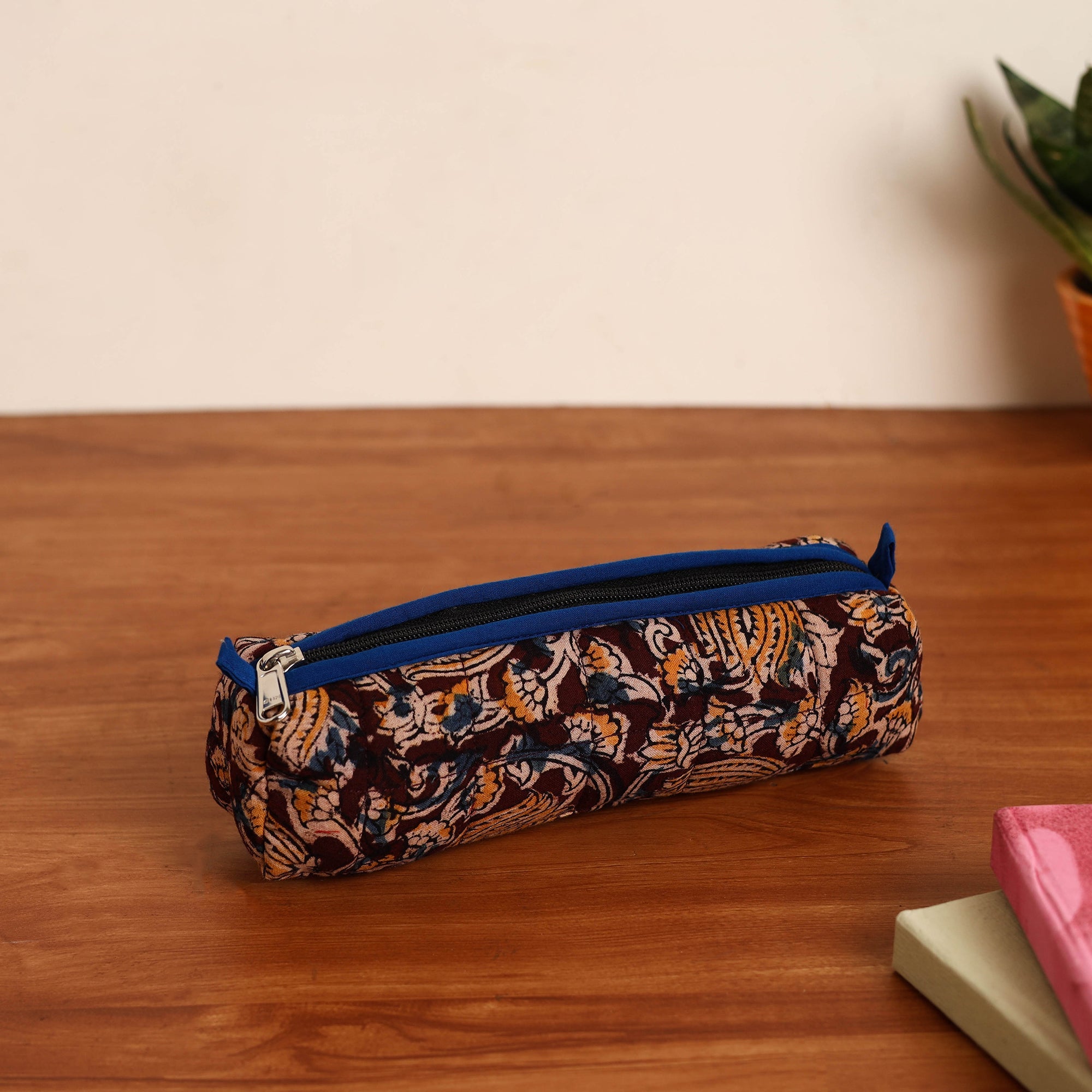 NOORI BAZAR Brown - Handmade Quilted Cotton Pencil Pouch 15