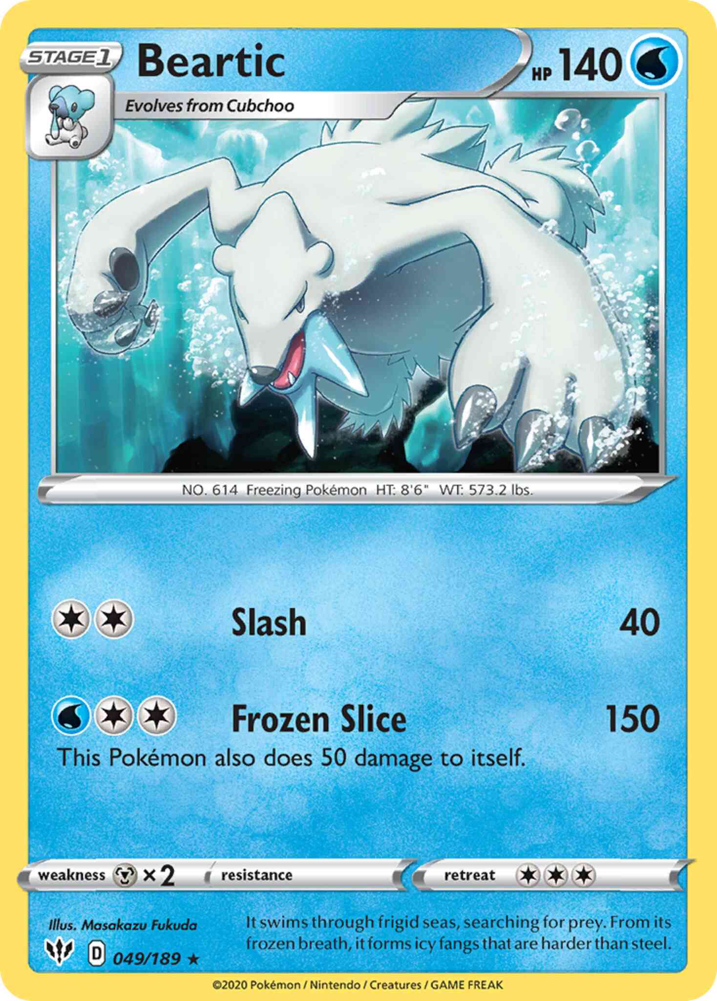 Rare swsh3-049 non-holo – Pokémon Beartic - 049/189 - Rare [swsh3-049] [Non-Holo]