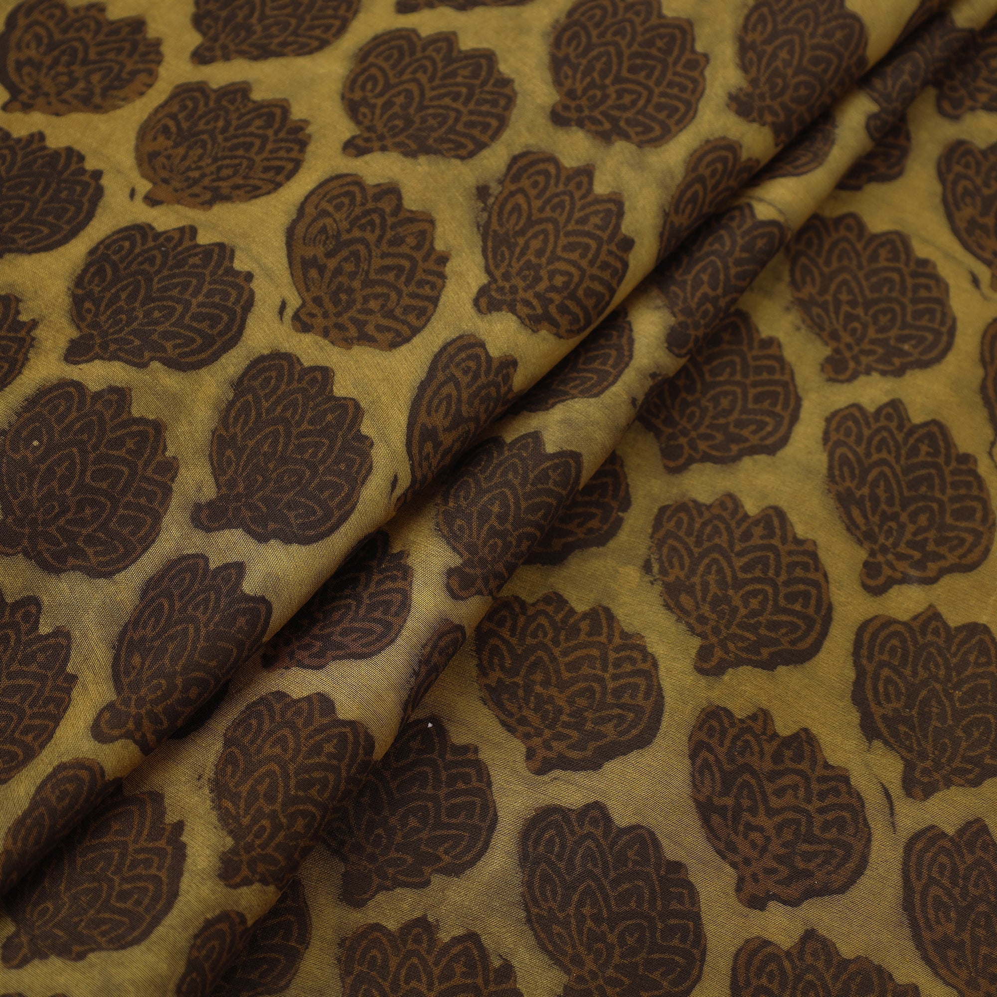 HAVELI CHRONICLES Brown - Natural Dyed Chanderi Silk Akola Print Fabric 16 - view 2