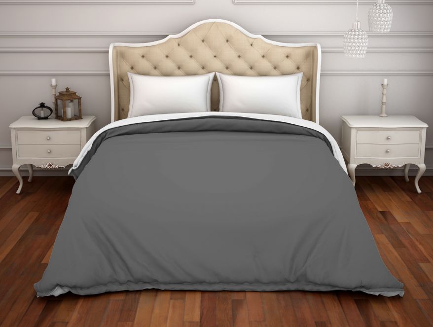 Spaces India Solid Grey 100% Cotton Double Duvet Cover - Hygro By Spaces - view 2