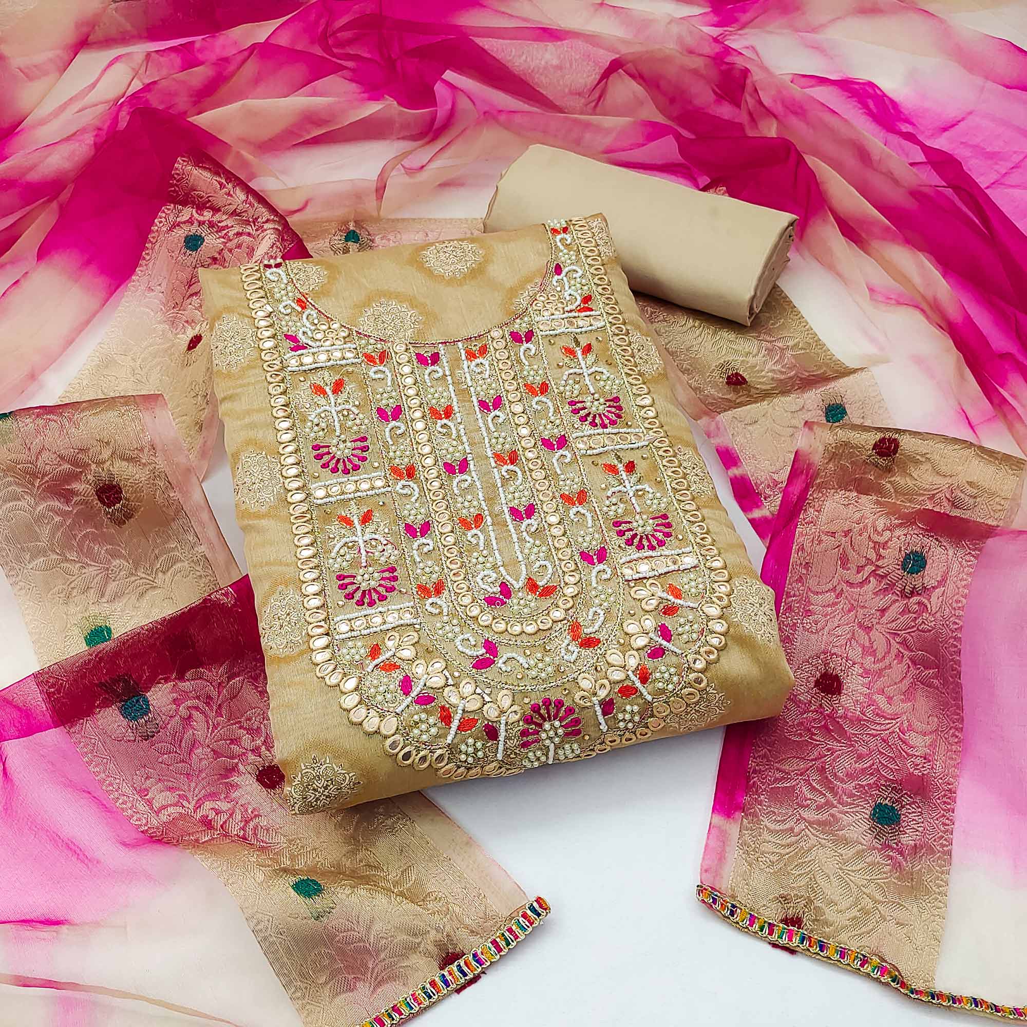 Peachmode Chikoo Printed Modal Dress Material
