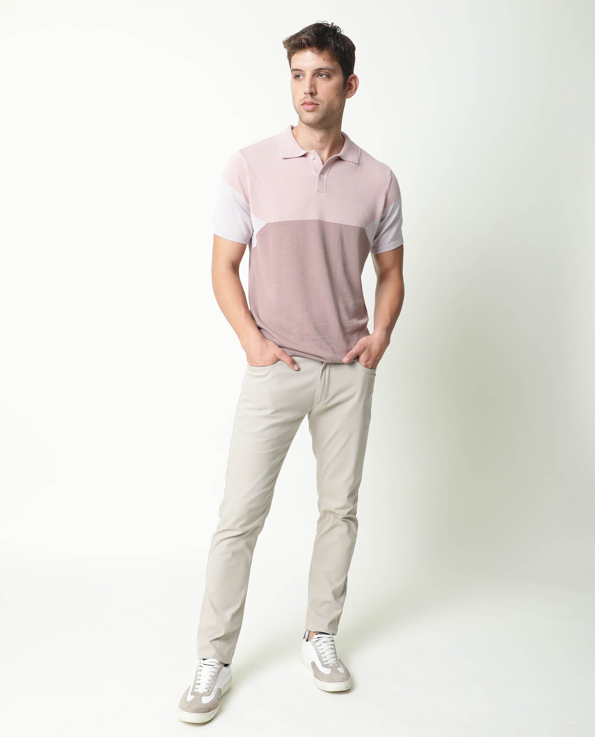 Rare Rabbit Men's Triblo Pink Polo Cotton Fabric Collared Neck Half Sleeves Button Closure Slim Fit - view 4