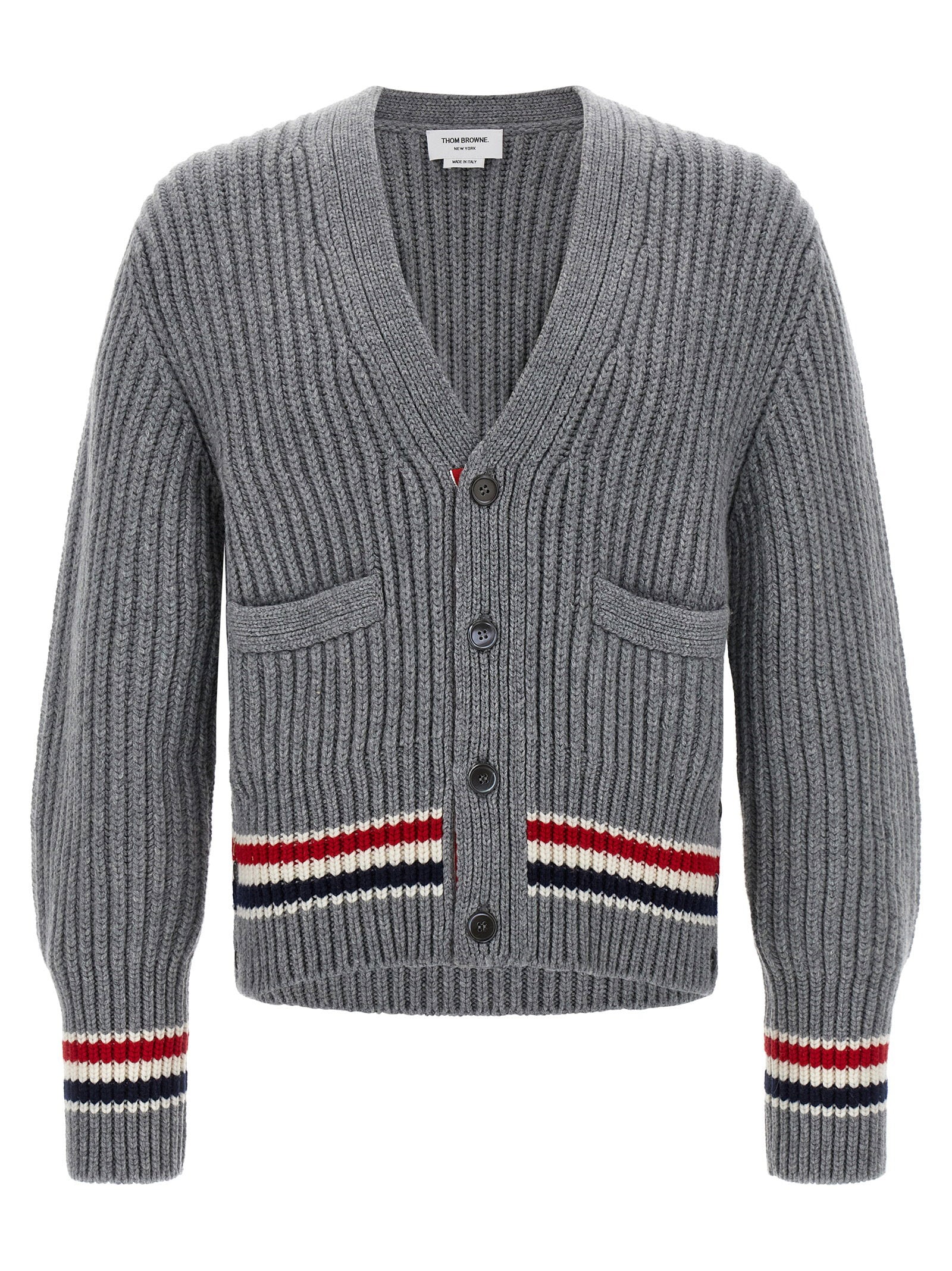 Thom Browne Rwb Tape Cardigan – 100% cashmere