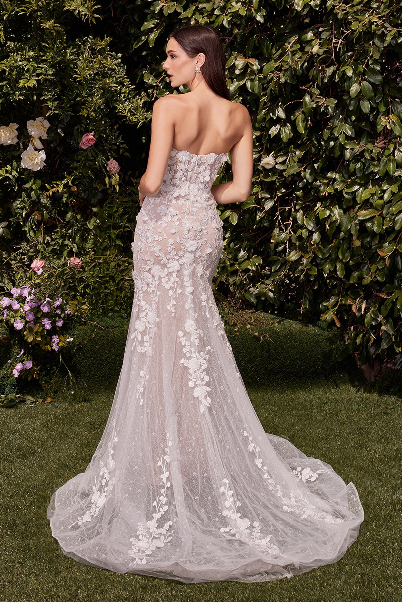 Cinderella Divine Applique Fitted Strapless Bridal Gown by Ladivine CD793W - view 2