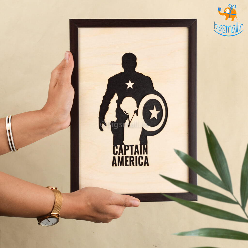 Bigsmall_cc Captain America Engraved Wooden Frame - view 2