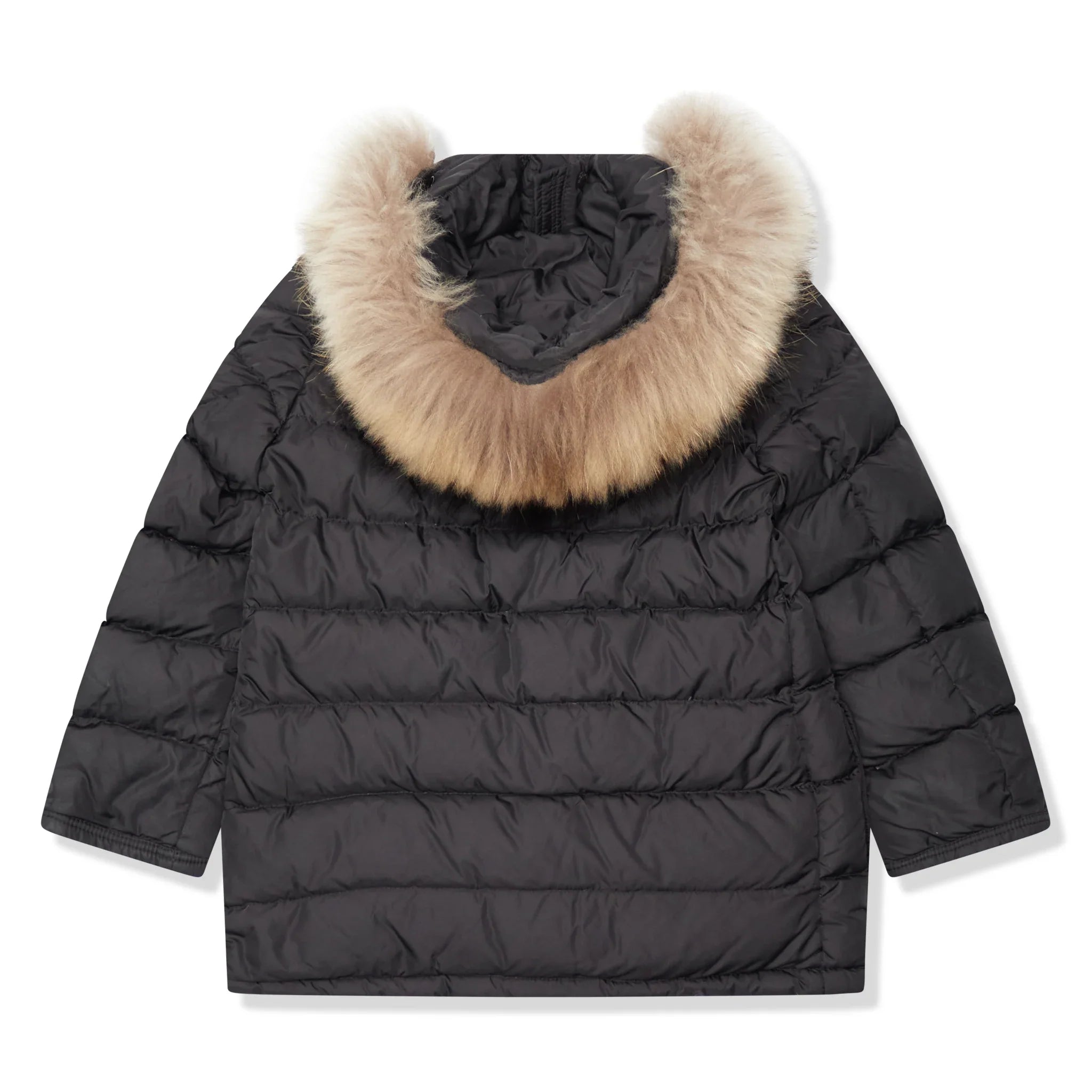 Preloved - Moncler Cluny Black Short Down 100% Real Fur Kids Parka Jacket - view 2