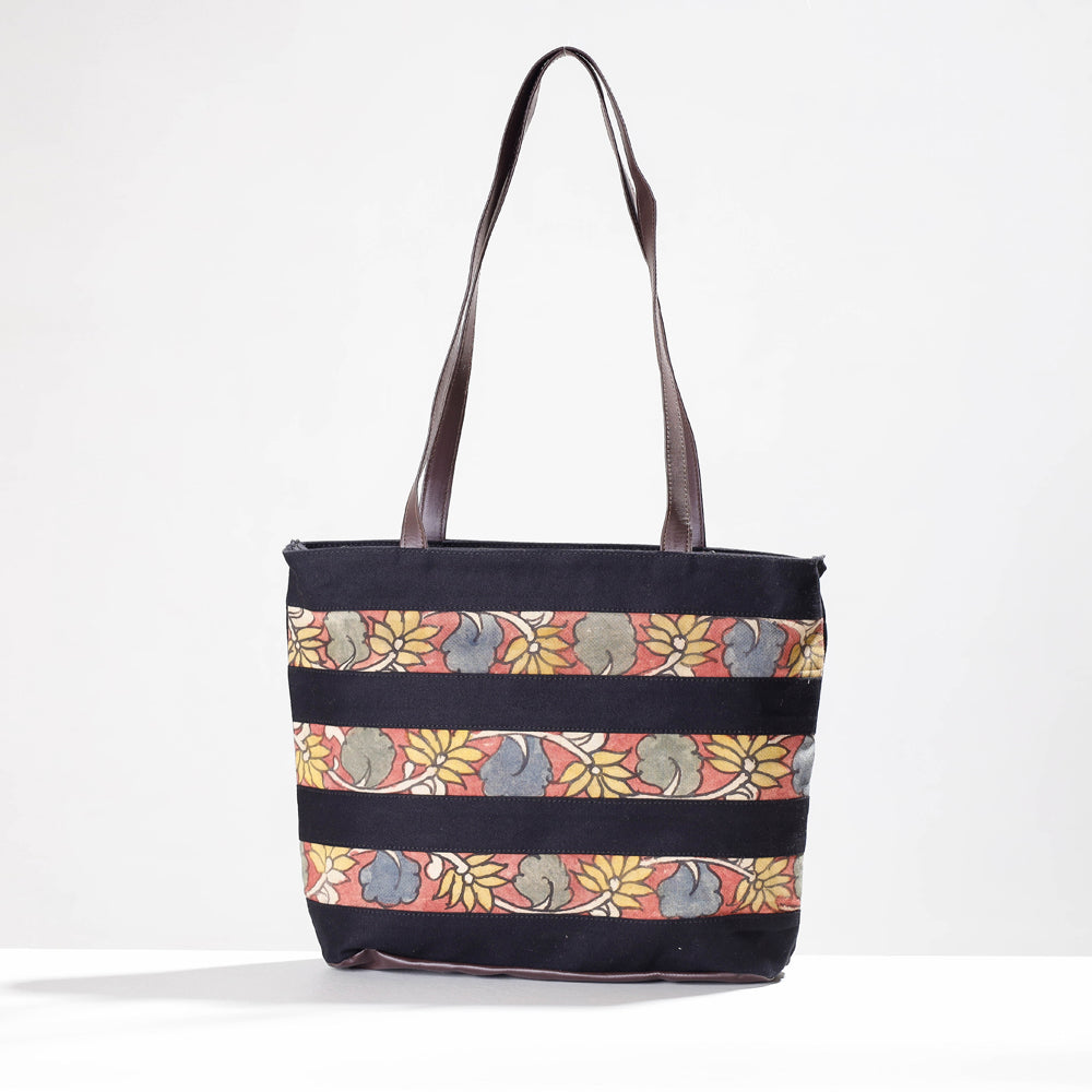 DWARAKA PLUS Black - Shoulder Bag - Handpainted Kalamkari Natural Dyed Cotton