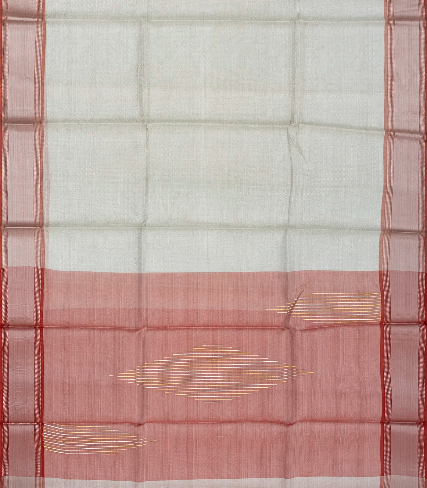 RmKV Grey Blended Tussar Tissue Saree With Red Border-Grey - view 2