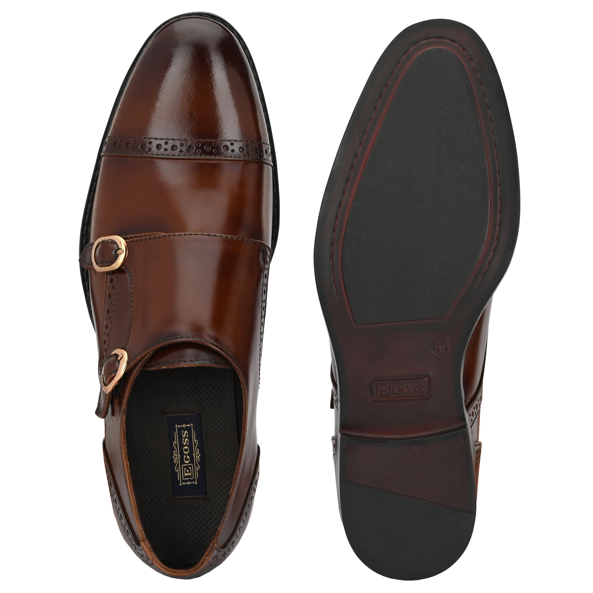 egoss-shoes Formal Leather Buckled Monk Shoes For Men - view 15