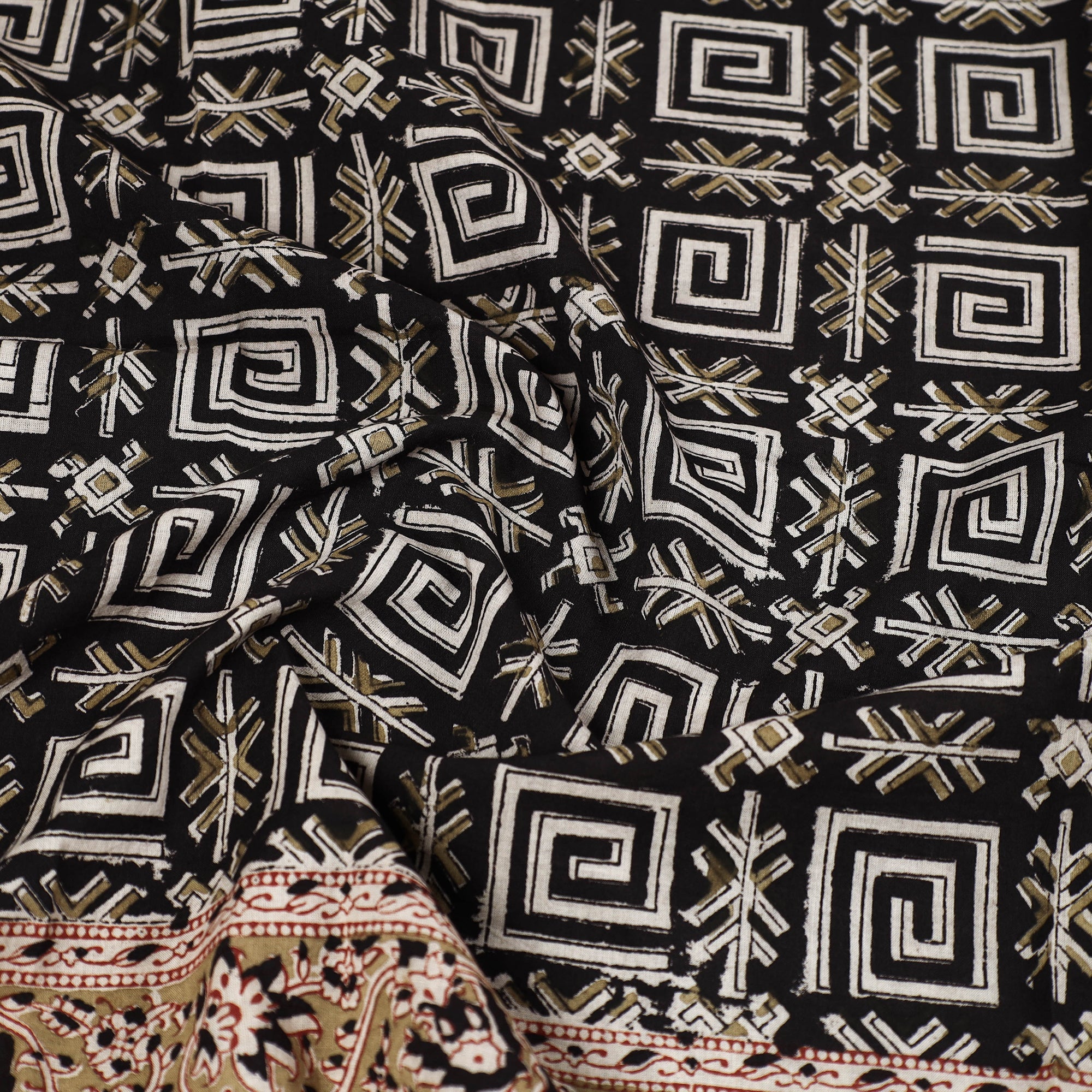 PITCHUKA SRINIVAS KALAMKARI PEDANA Black - Pedana Kalamkari Block Printed Natural Dyed Cotton Scarf 20 - view 2