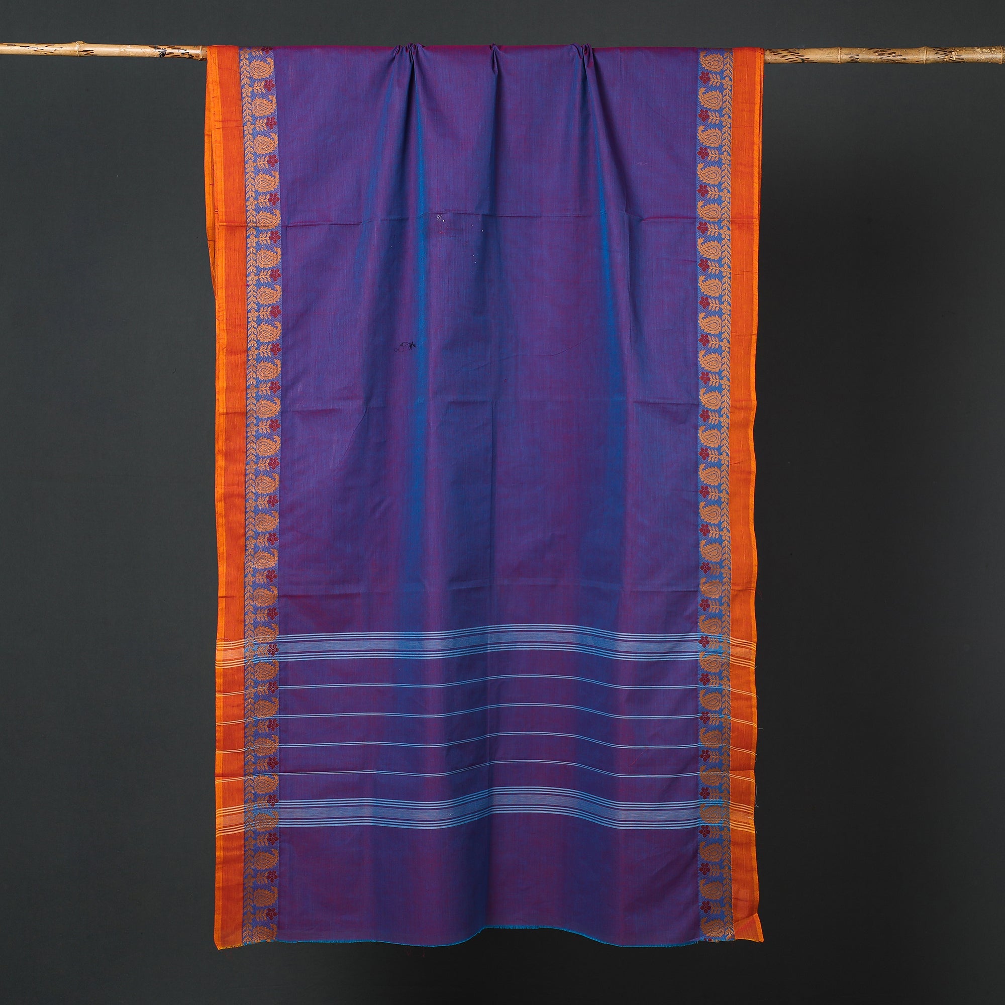 SOUTH KARGHA Blue - Traditional Chettinad Kandangi Cotton Saree with Thread Border