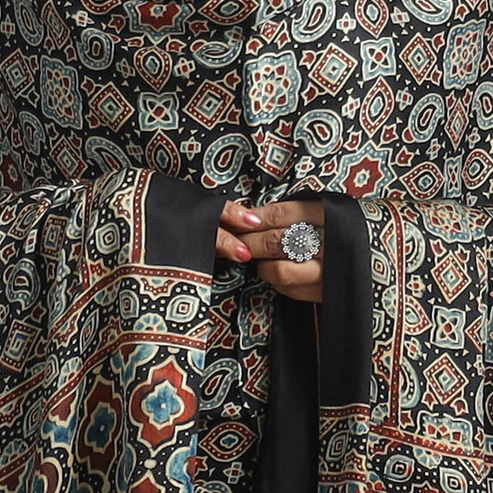 KACHCHH JI CHHAAP Black - Modal Silk Block Print Ajrakh Dupatta 69 - view 4