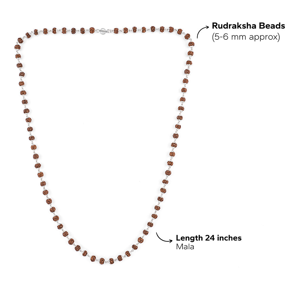 Prinjal Jewellers Rudraksha Silver Mala ( 6 - 7 mm Rudraksha) - view 6
