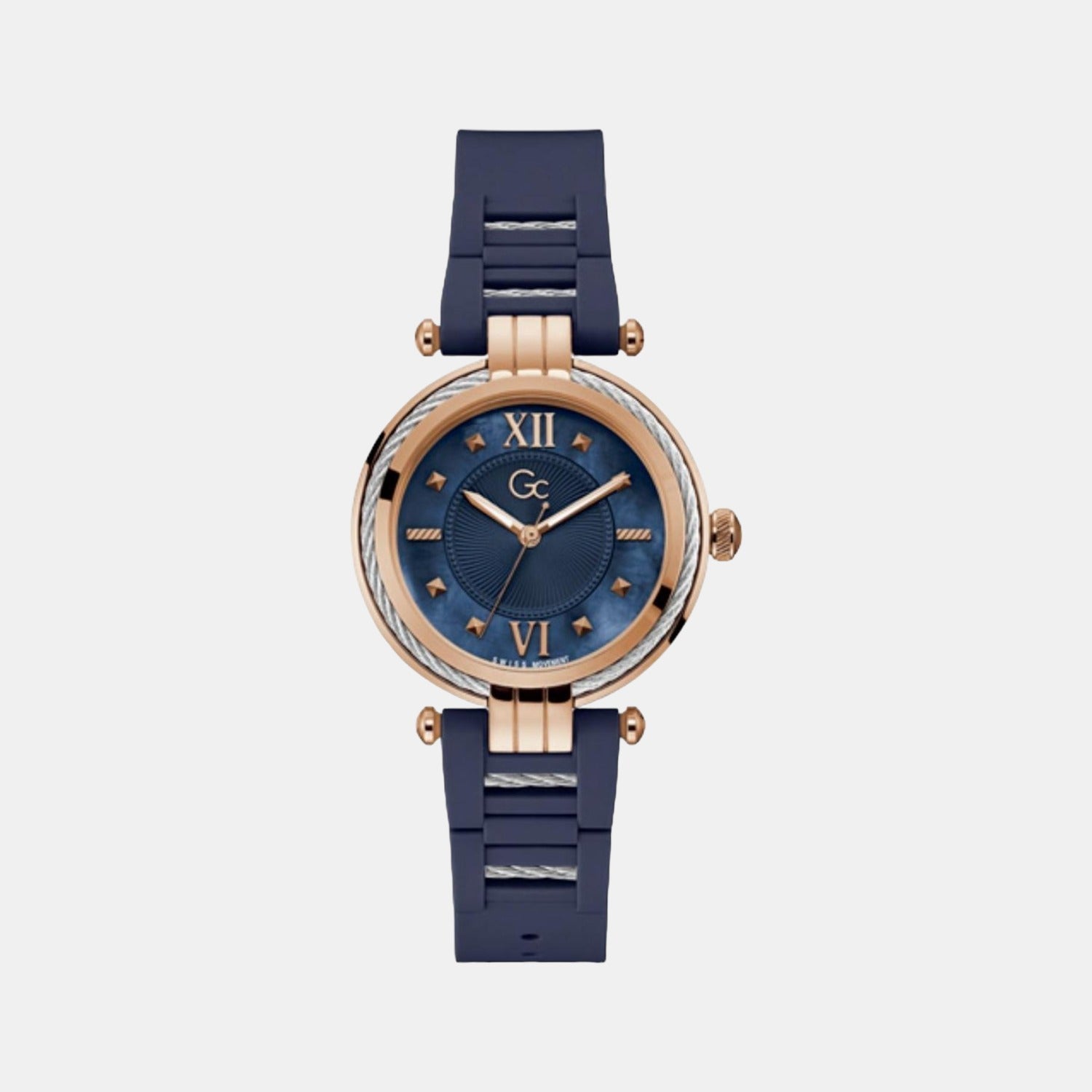 GC CableBijou Women Quartz Blue Dial Analog Silicone Watch Y56008L7MF