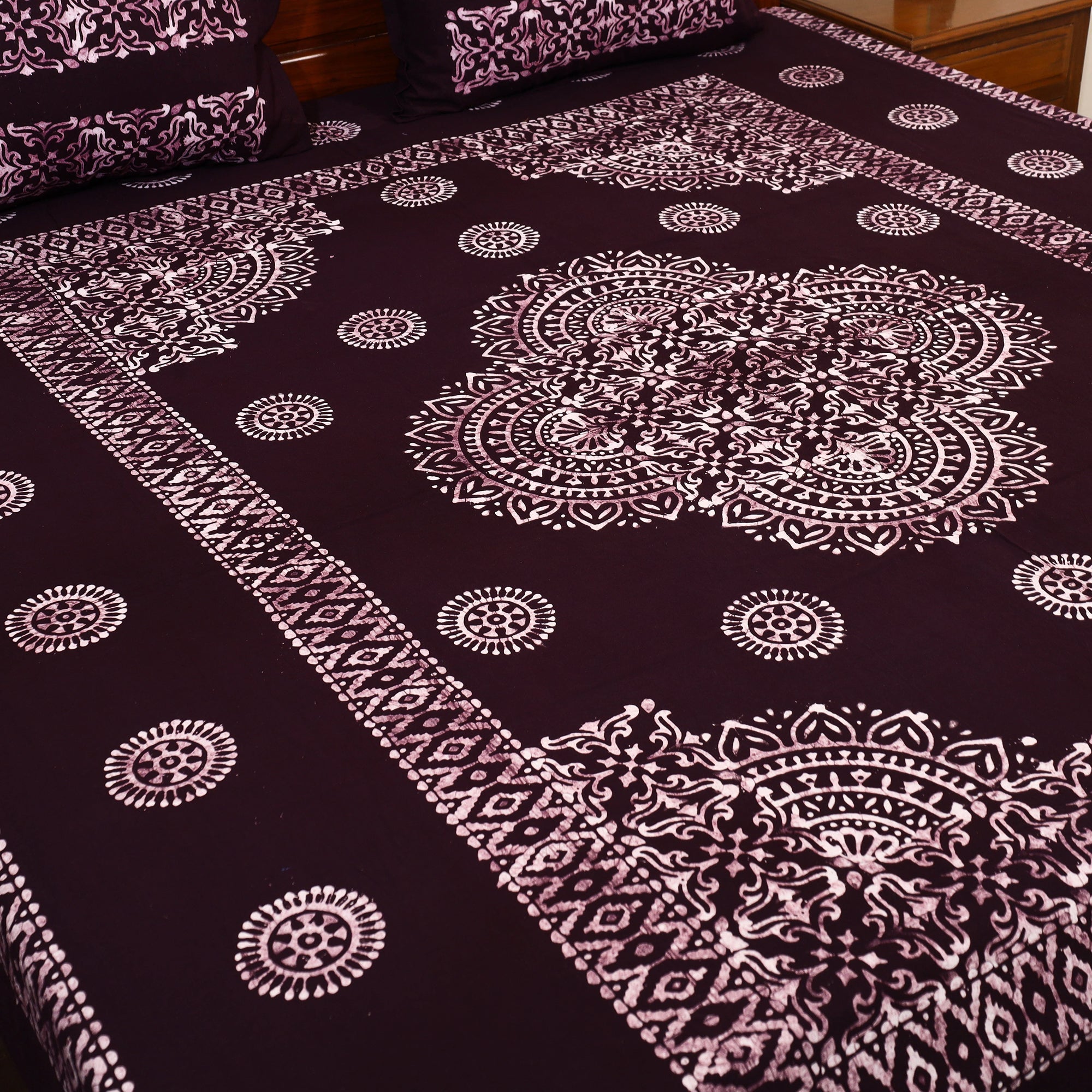 BATIK BY MD. SHARIFF Brown - Cotton Double Hand Batik Print Bed Sheet Set 47 - view 2
