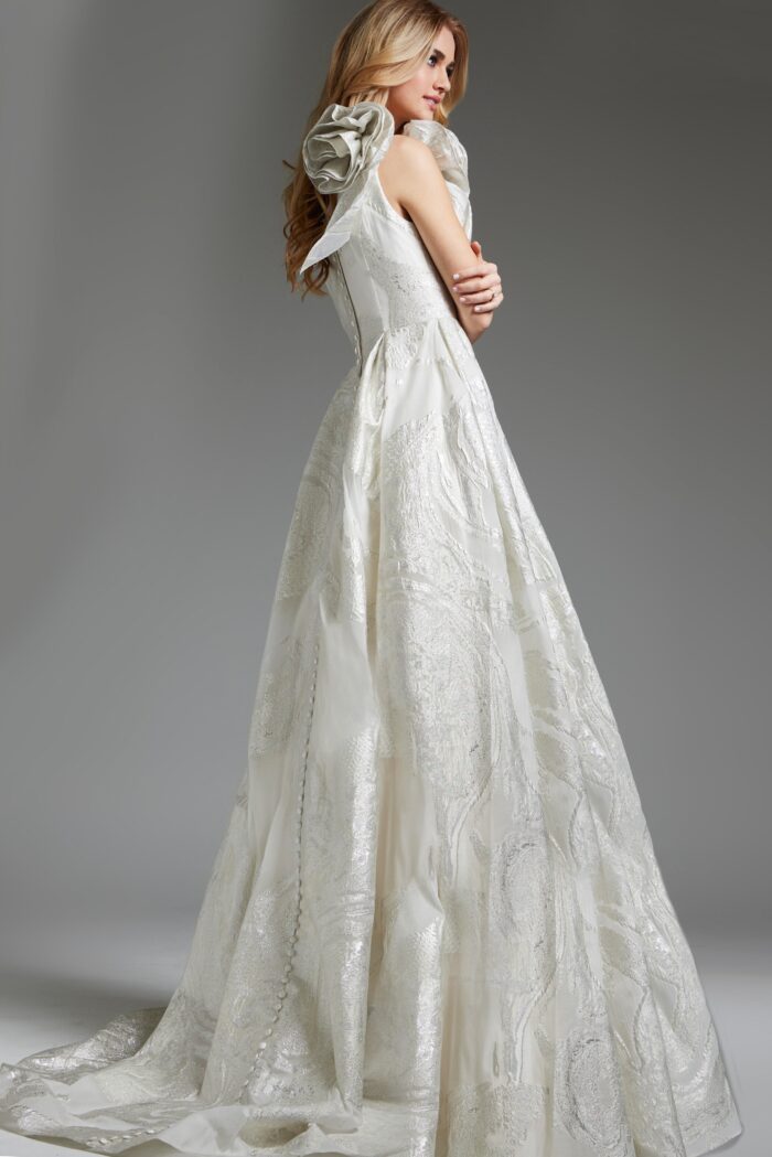 Jovani JB39218 Ballgown Pleated Long Wedding Dress - view 2