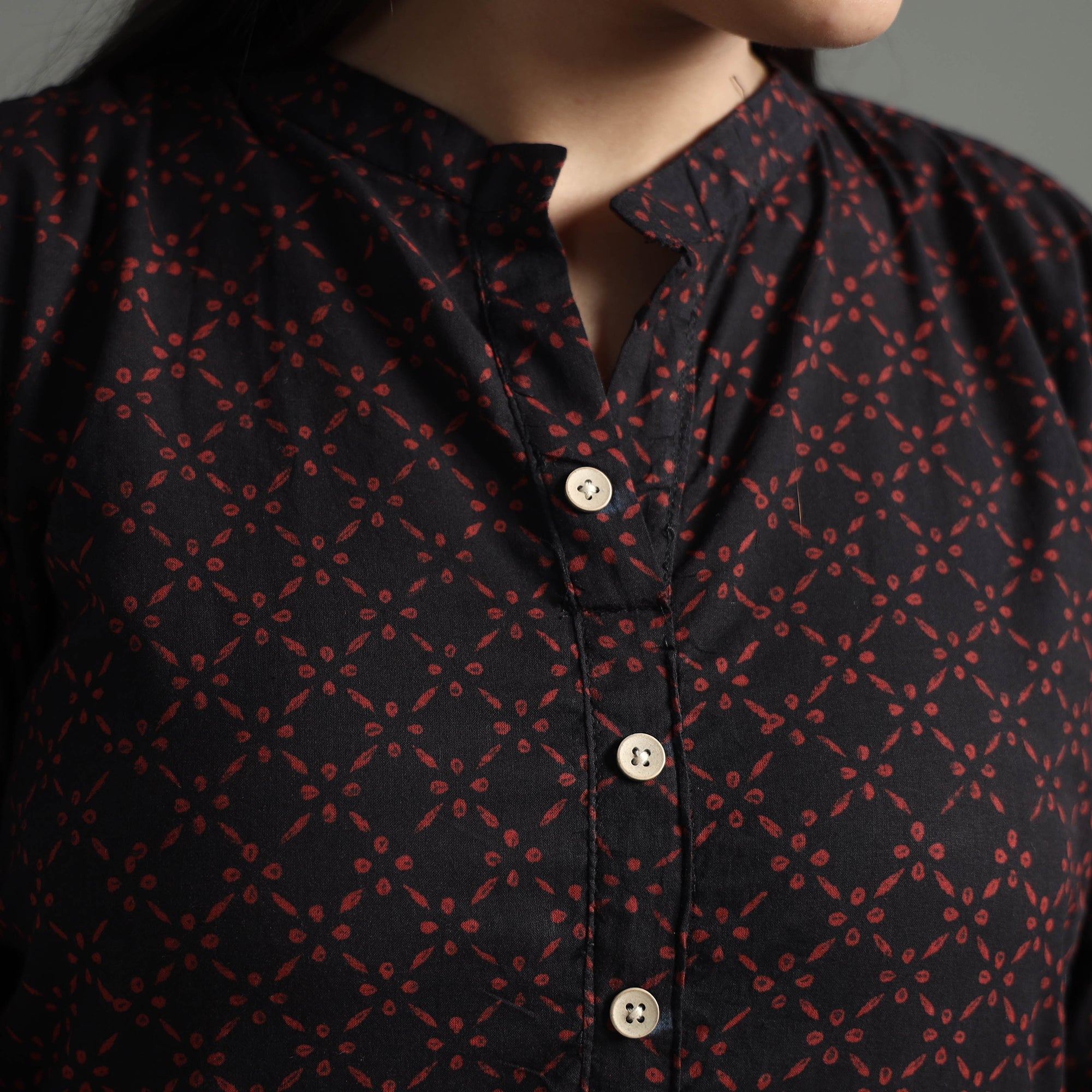 ITOKRI CASUALS Black - Akola Block Printed Cotton Long Straight Kurta - view 4