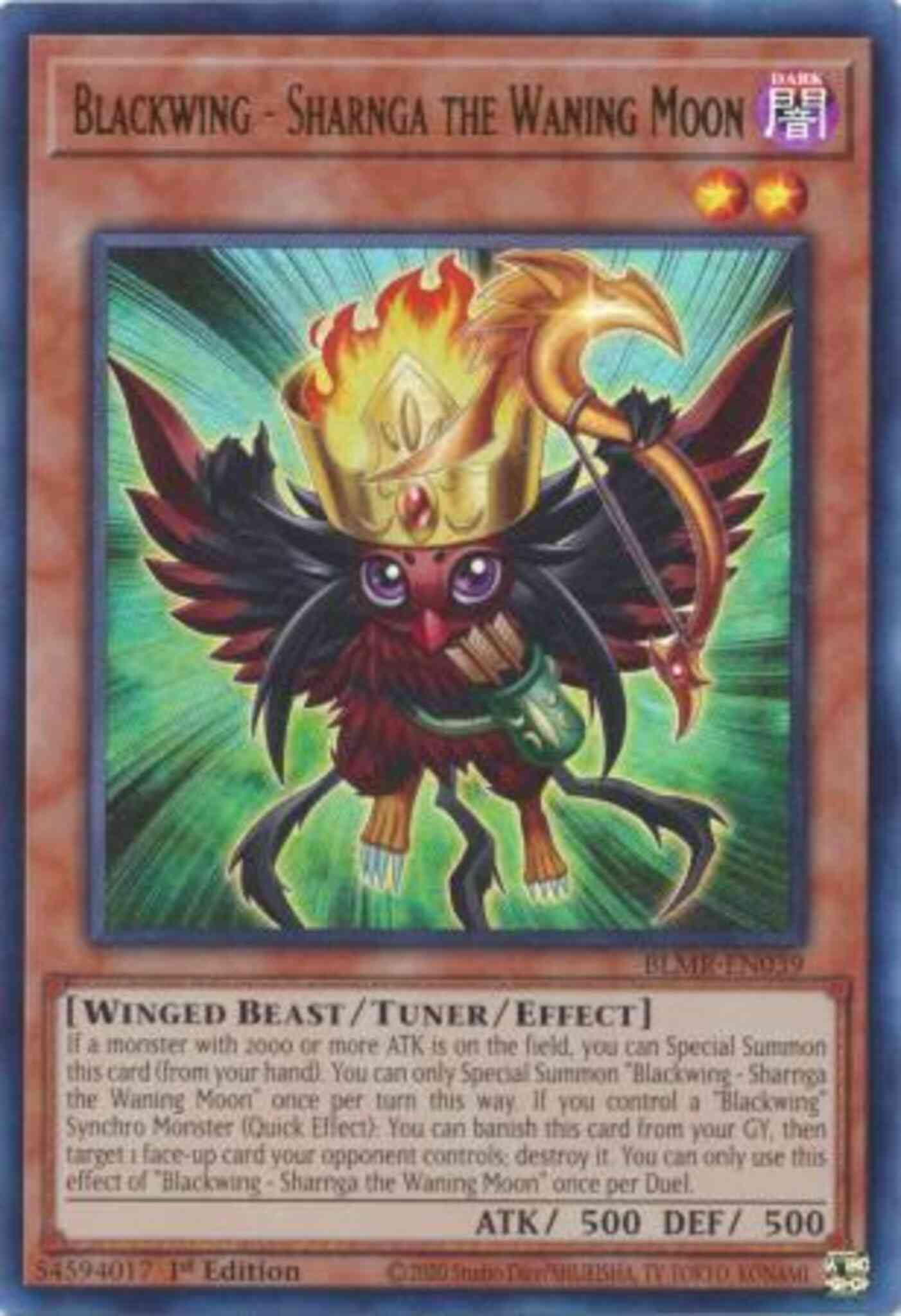 Yu-Gi-Oh! Blackwing - Sharnga the Waning Moon - BLMR-EN039 - Ultra Rare - 1st Edition