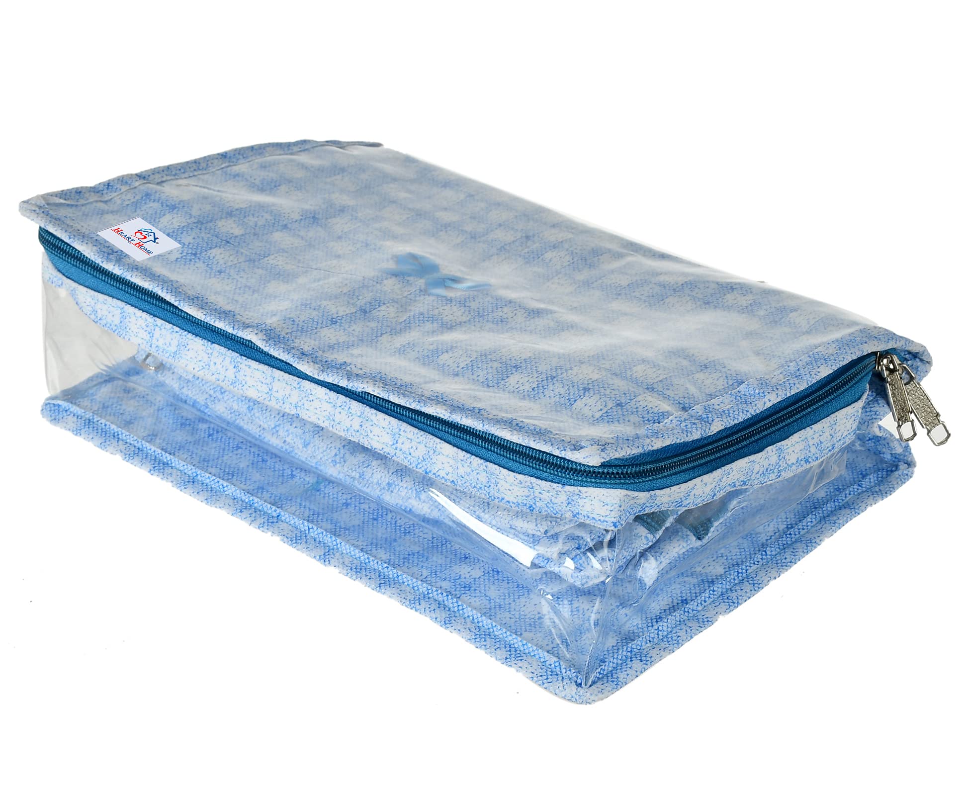 Heart Home Check Design Laminated PVC Multipurpose Jewellery Storage Bag/Travel Kit With 13 Tranasparent Pouches- Pack of 2 (Blue)-HS_38_HEARTH21260 - view 3