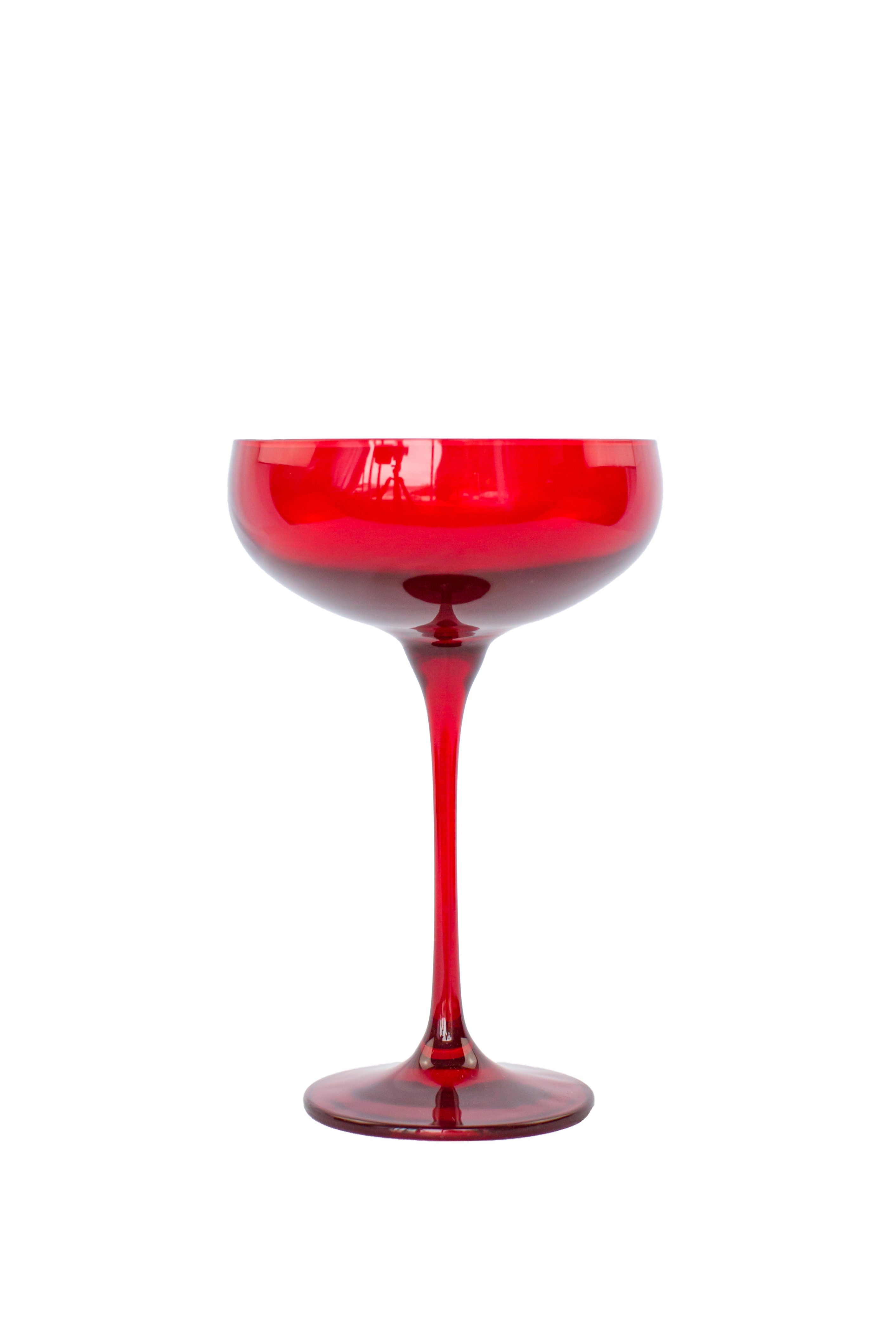Estelle Colored Glass Estelle Colored Champagne Coupe Stemware - Set of 6 {Red} - view 8
