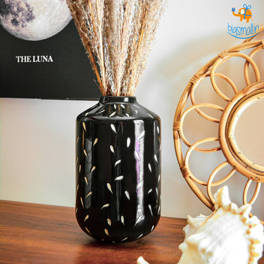 Hollyhock Eclipse Black Glaze Vase - view 4