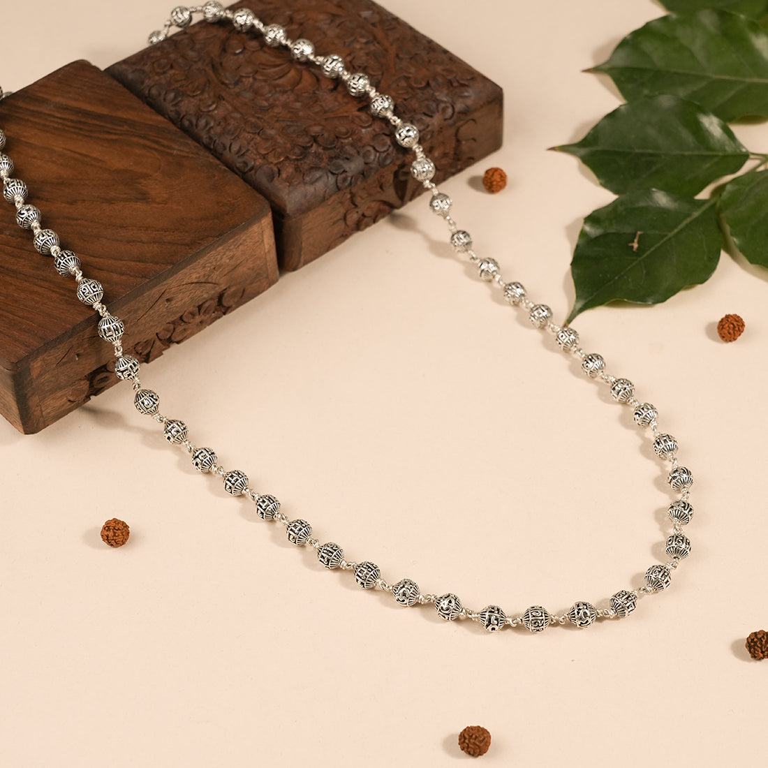 Prinjal Jewellers Om Namah Shivay Silver Beads Mala - view 2