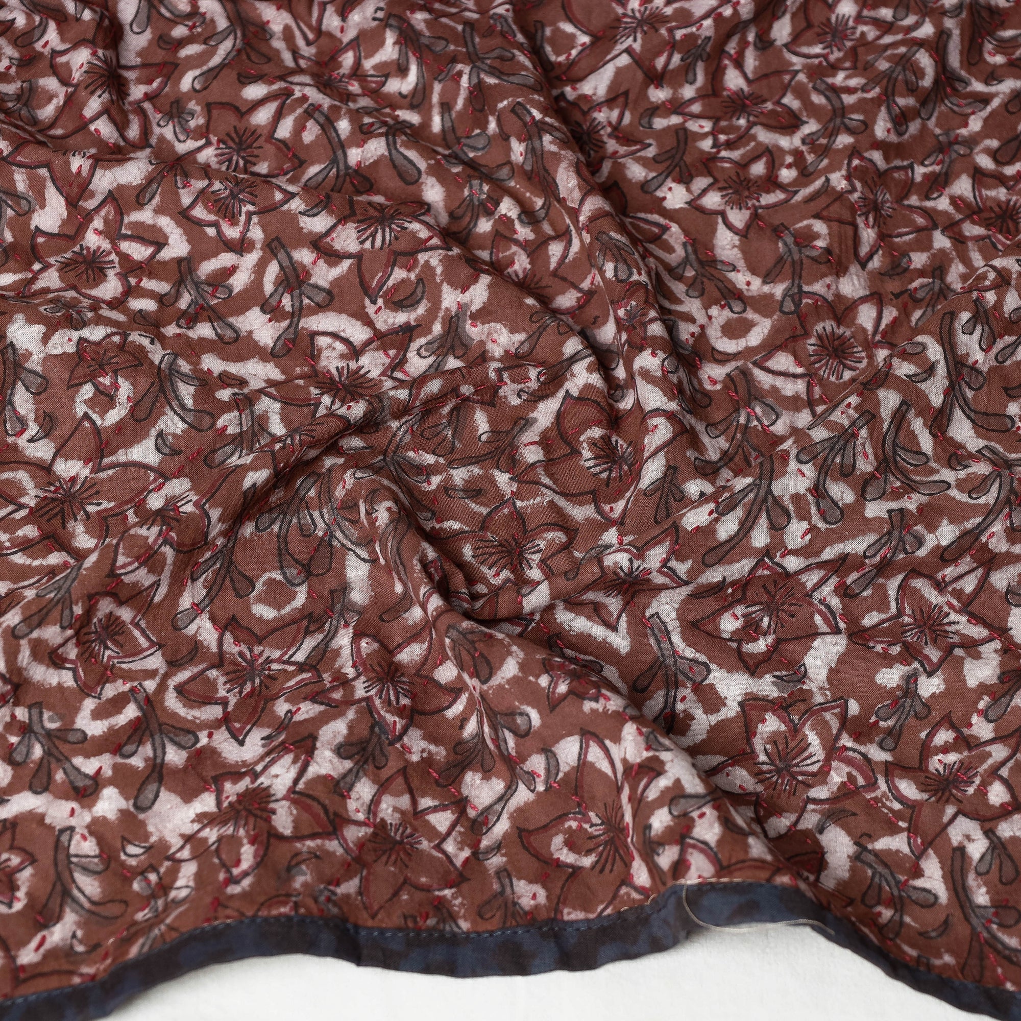 ARTISAN HAND BLOCK PRINTS Brown - Sanganeri Block Printed Tagai Work Cotton Stole - view 2