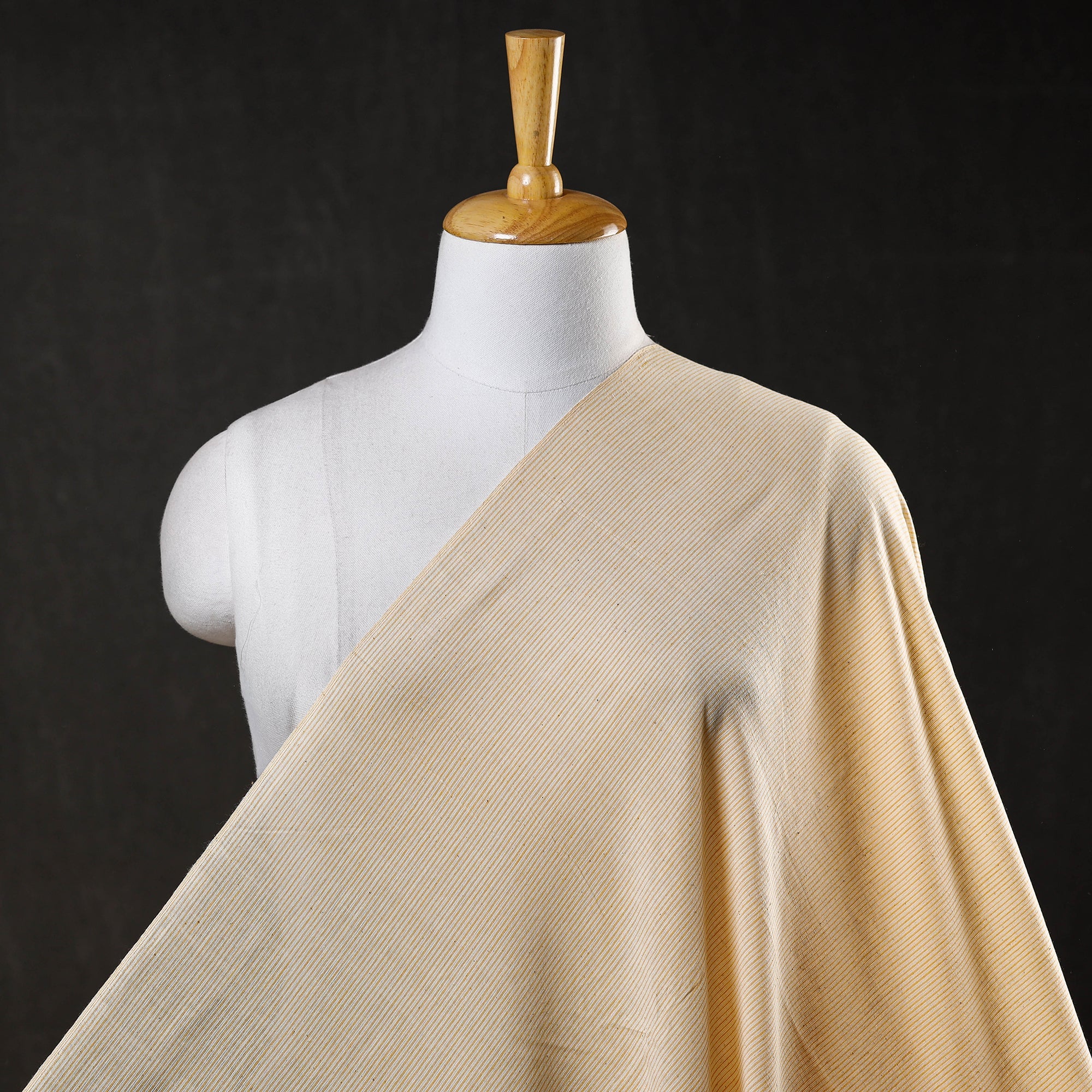 AMAN TRUST - BARAGAON WEAVES Beige - Baragaon Pre Washed Handloom Striped Cotton Fabric
