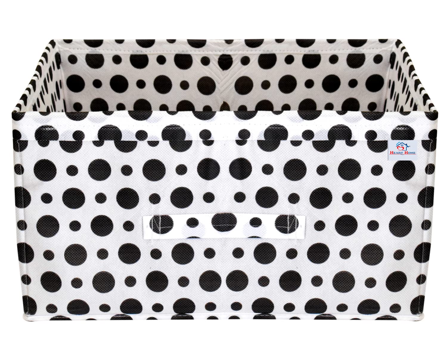 Heart Home Dot Printed Printed Multipurposes Rectangular Flodable Storage Box, Drawer Storage and Cloth Organizer- Pack of 6 (Black & White)-HS43HEART - view 4
