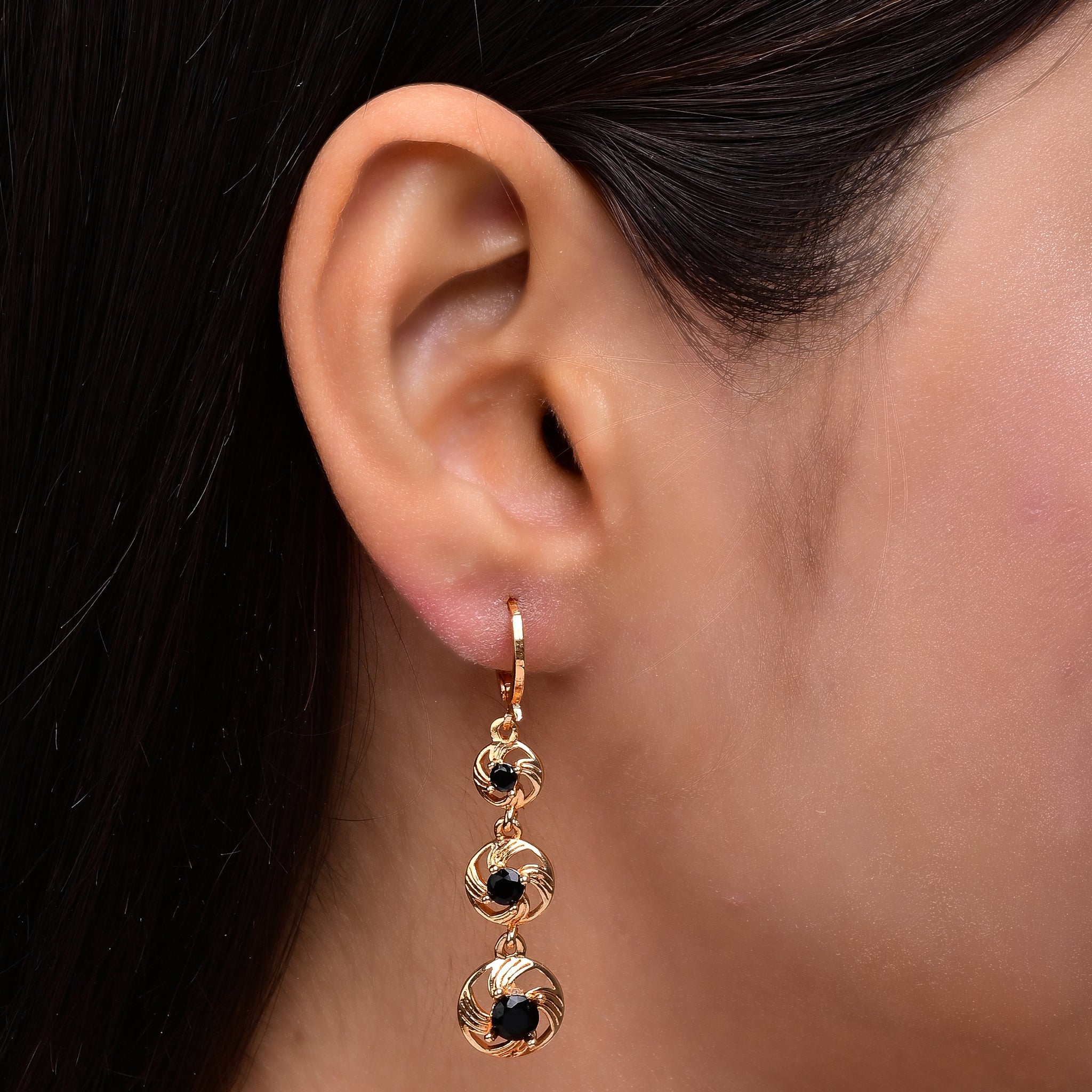 Branta Black Diamond Drop Earrings For Women