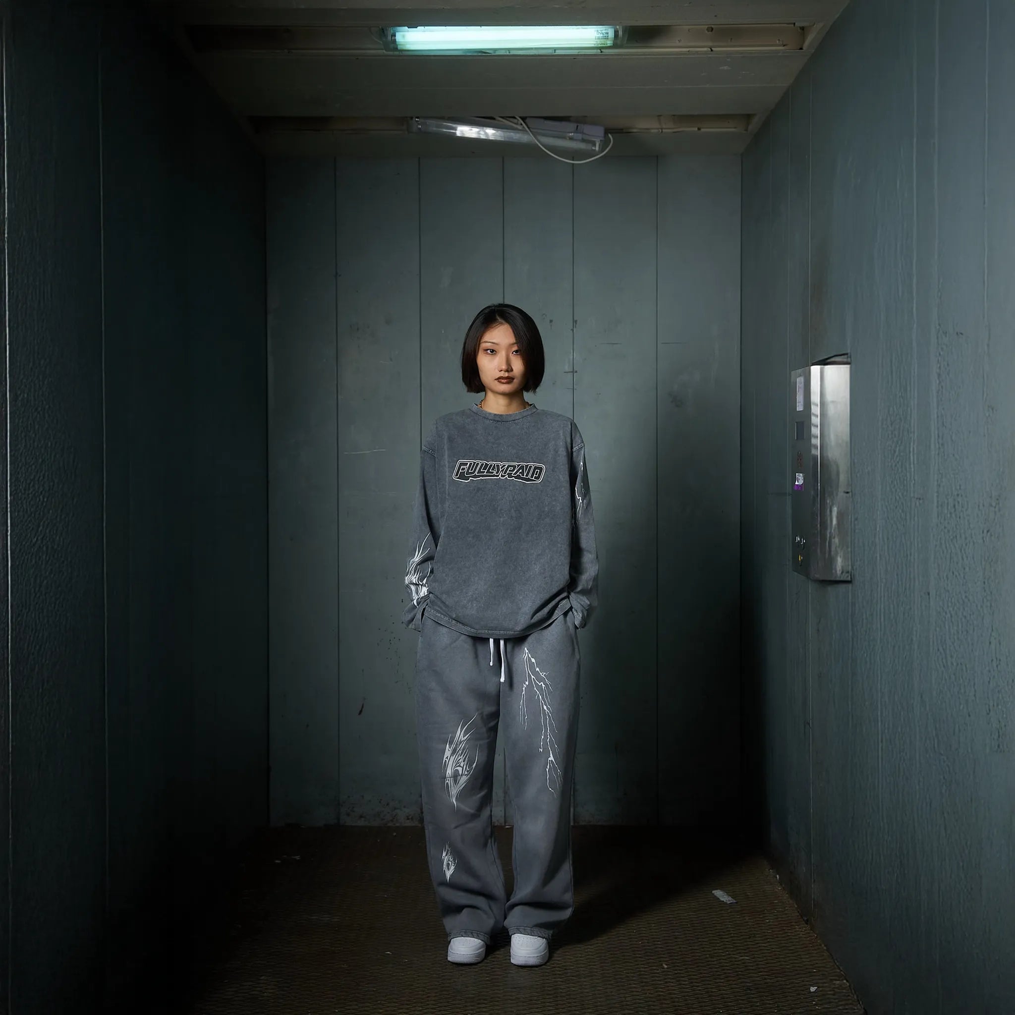 Fully Paid Acid Wash L/S Grey T Shirt - view 3