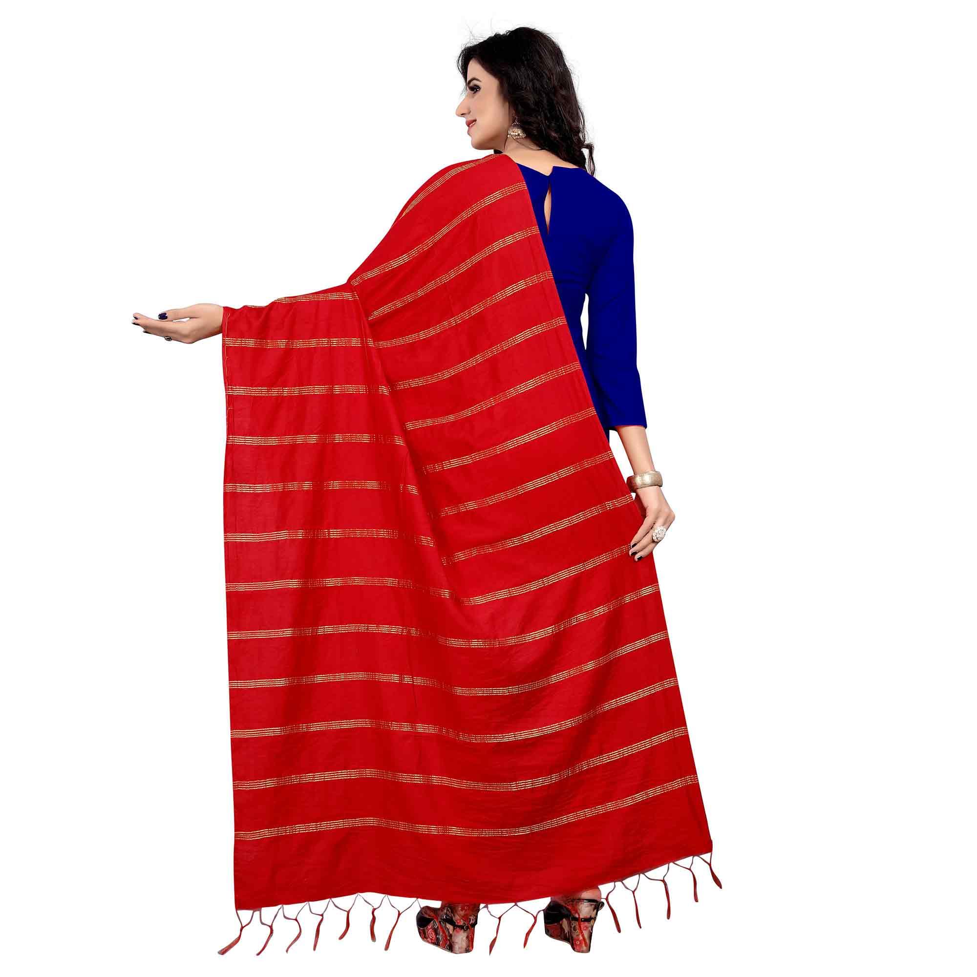 Peachmode Seller Flaunt Red Colored Festive Wear Cotton Dupatta - view 2