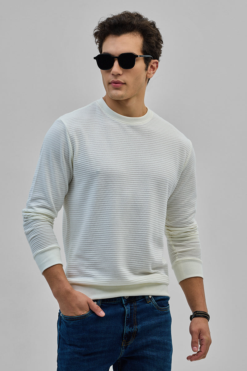 SNITCH White Textured Sweatshirt
