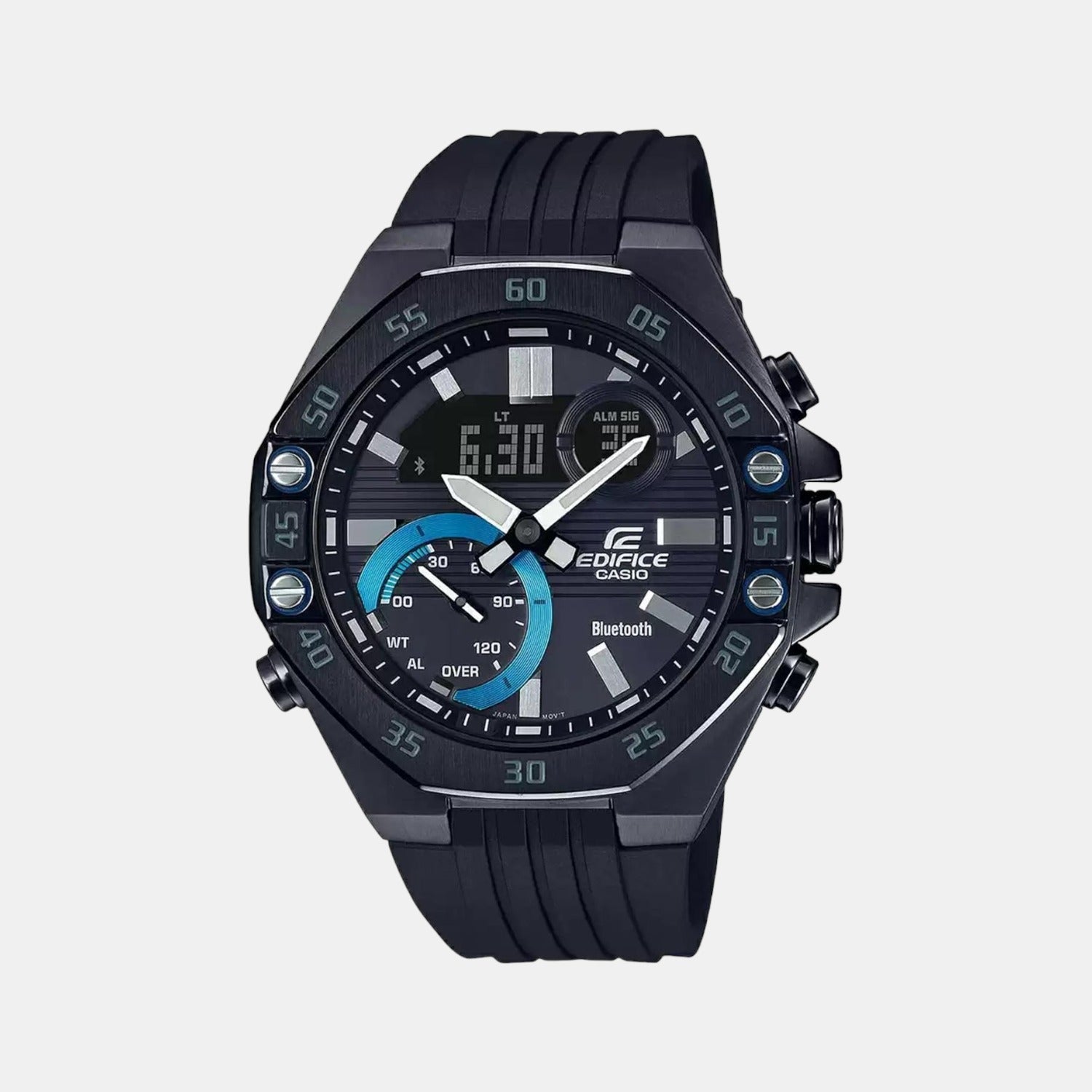 Casio Edifice Men Quartz Black Dial Chronograph Resin Watch ED496