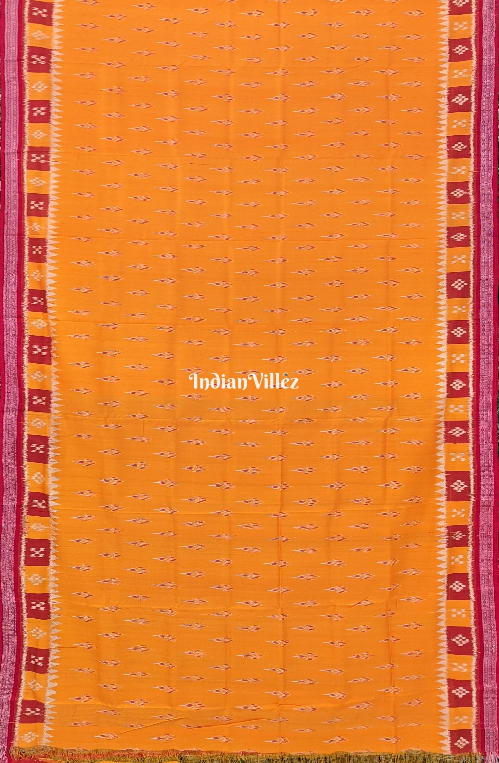 IndianVillèz Yellow Mayura Chandrika Odisha Handloom Khandua Silk Saree - view 5