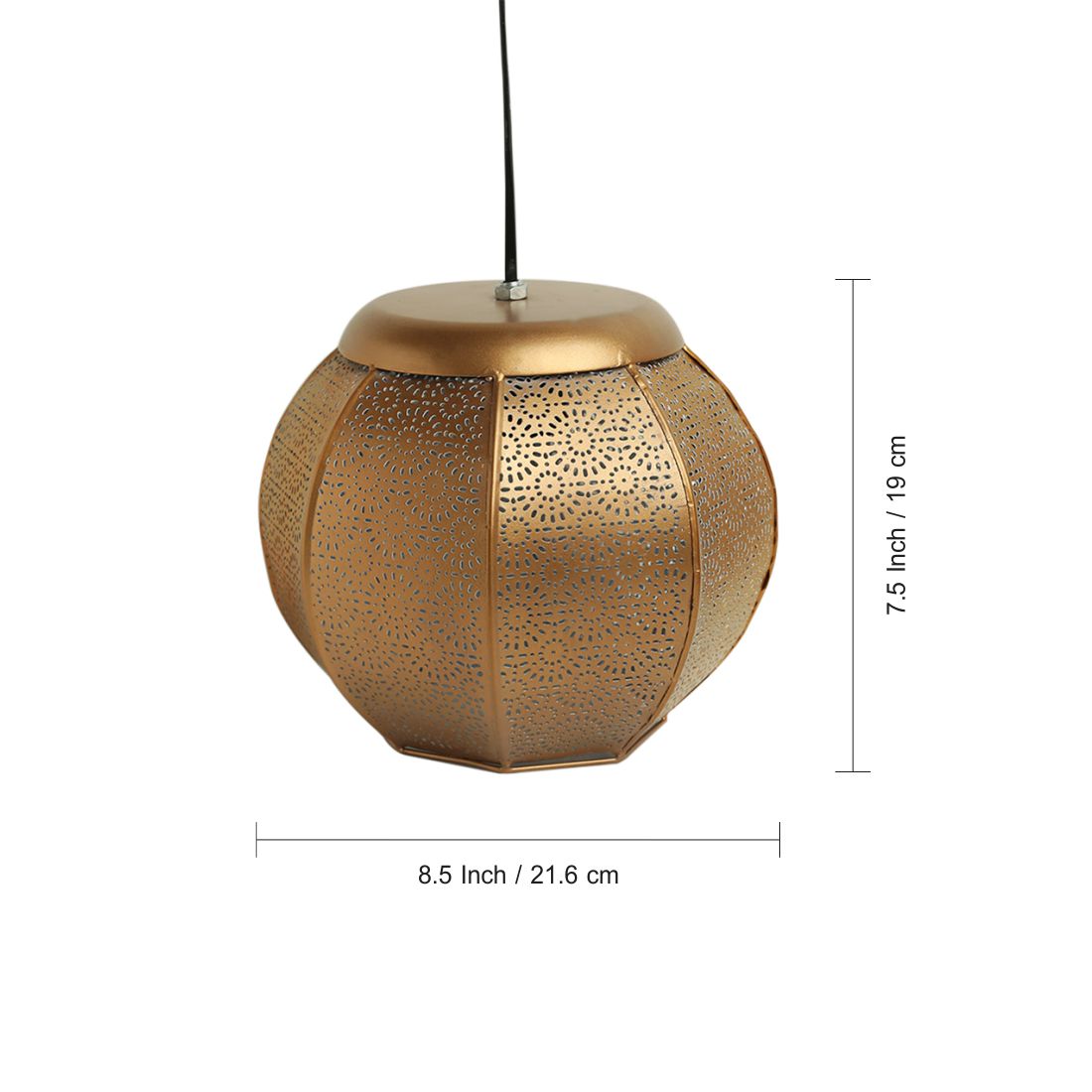 EXCLUSIVELANE 'Morrocan Treasure' Hand-etched Pendant Lamp In Iron (8 Inch, Matte Finish) - view 6