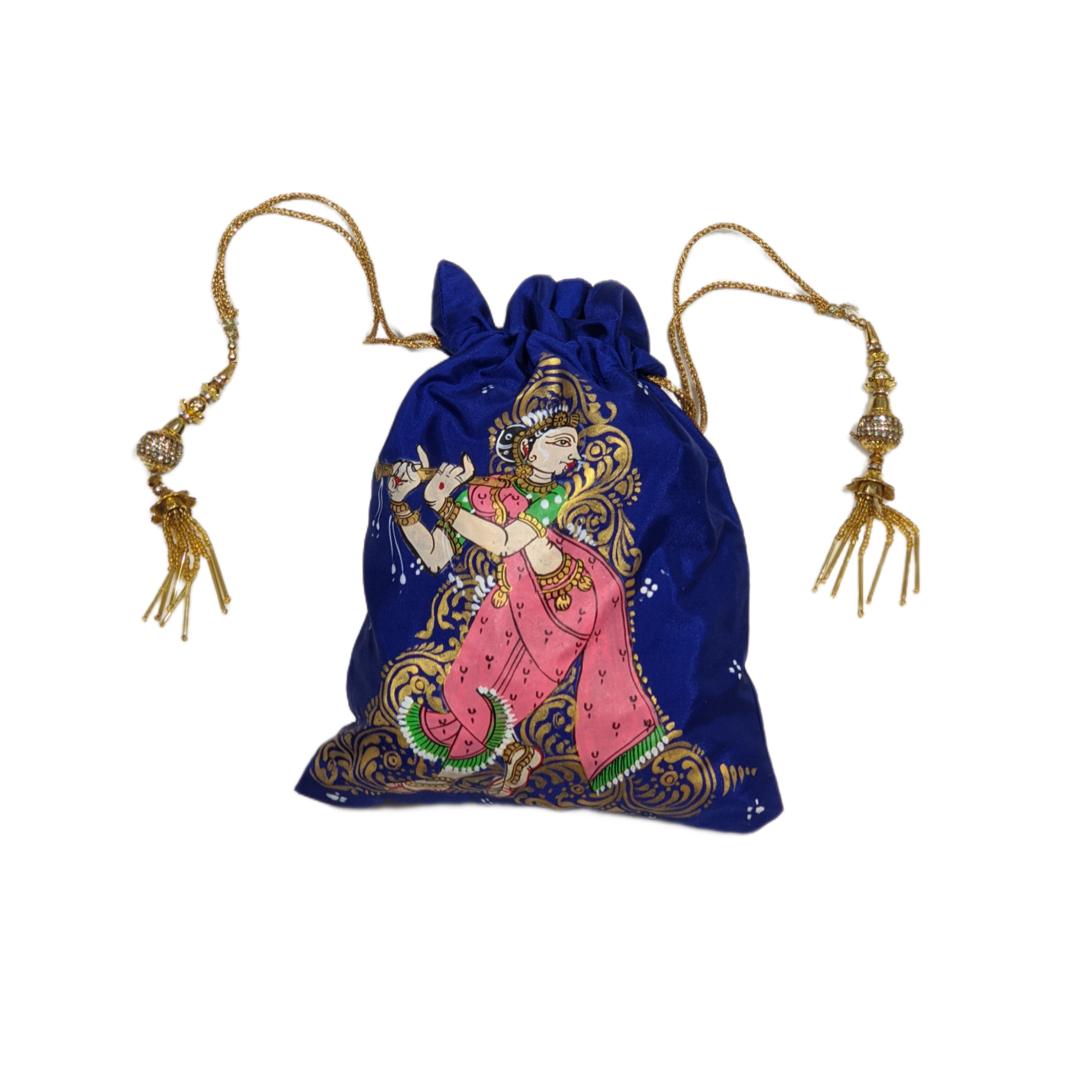 IndianVillèz Royal Blue Nartaki Pattachitra Potli Bag
