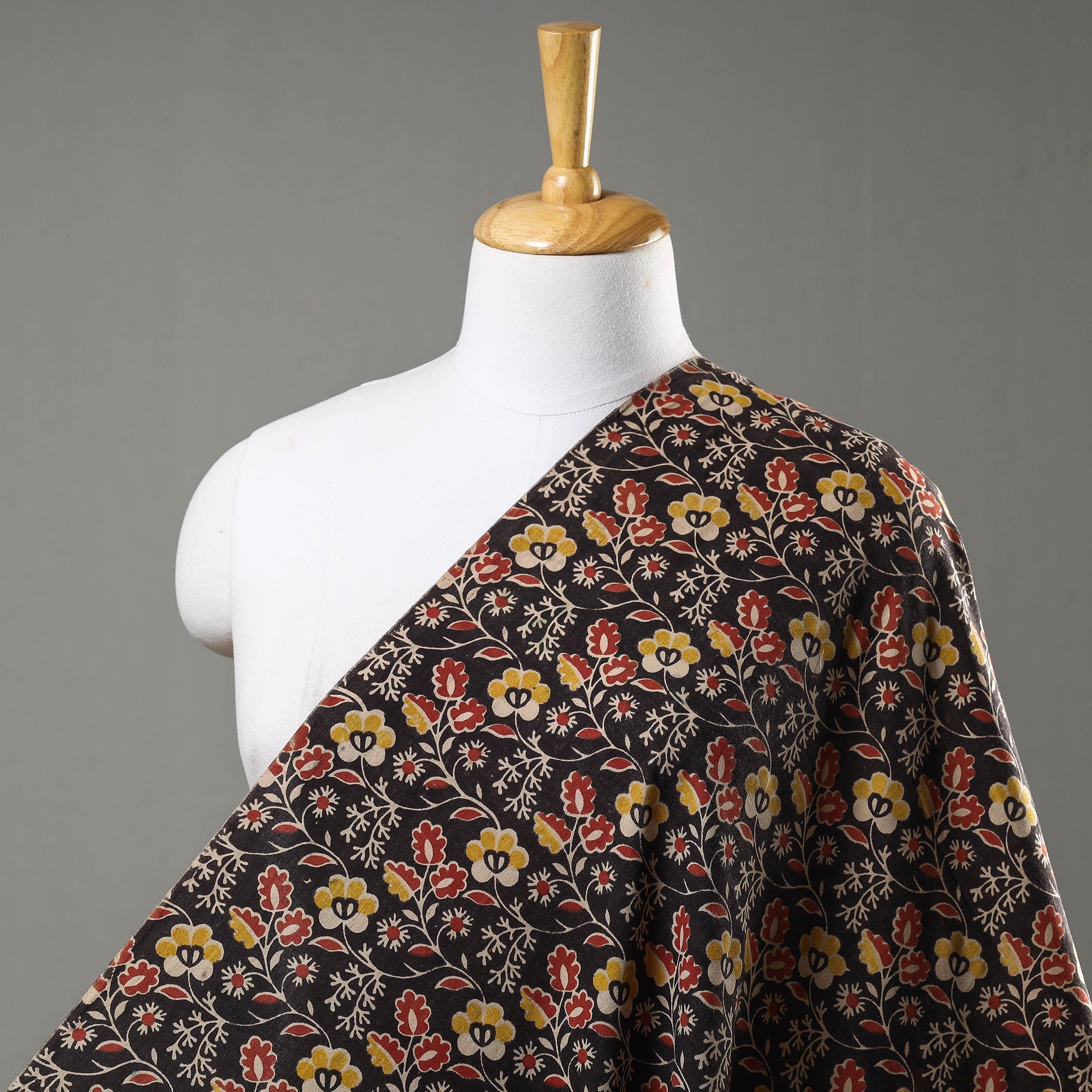 SOUTH KARGHA Black - Kalamkari Printed Cotton Fabric