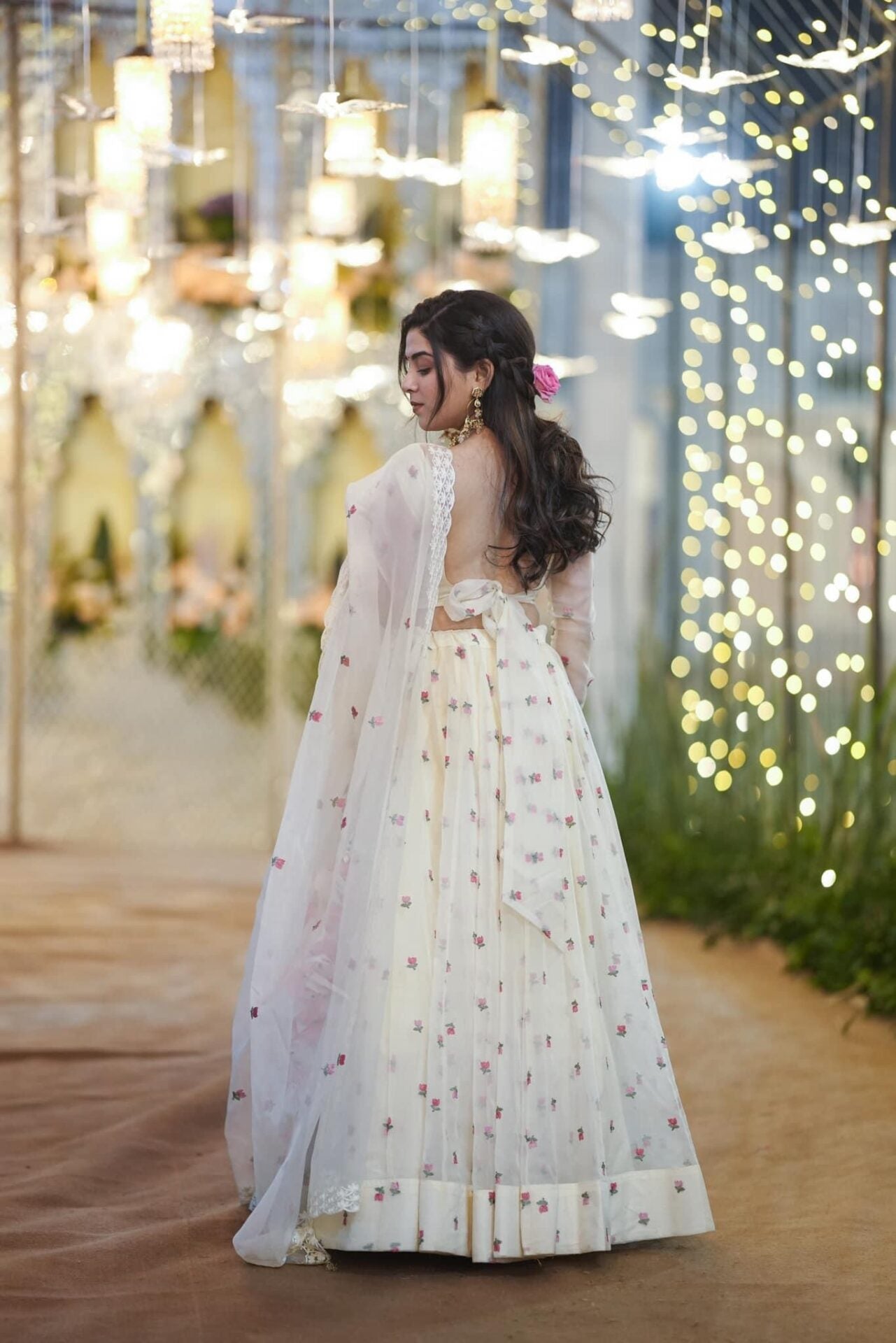 Idaho-o Meraki white organza lehenga set – Women's - view 4