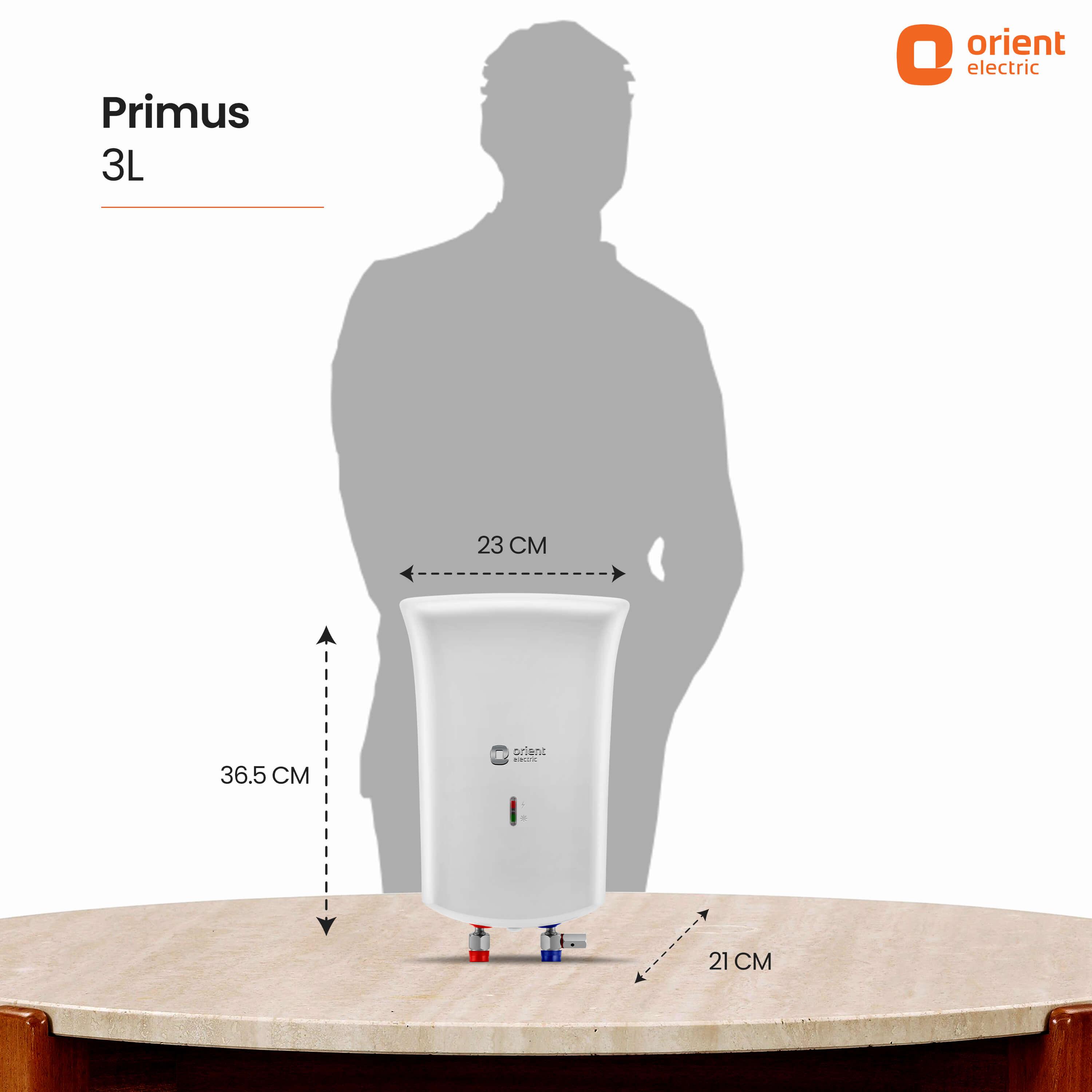 orientelectric Primus 3L Instant Water Heater (Geyser) White | Kitchen Water Heater - view 7