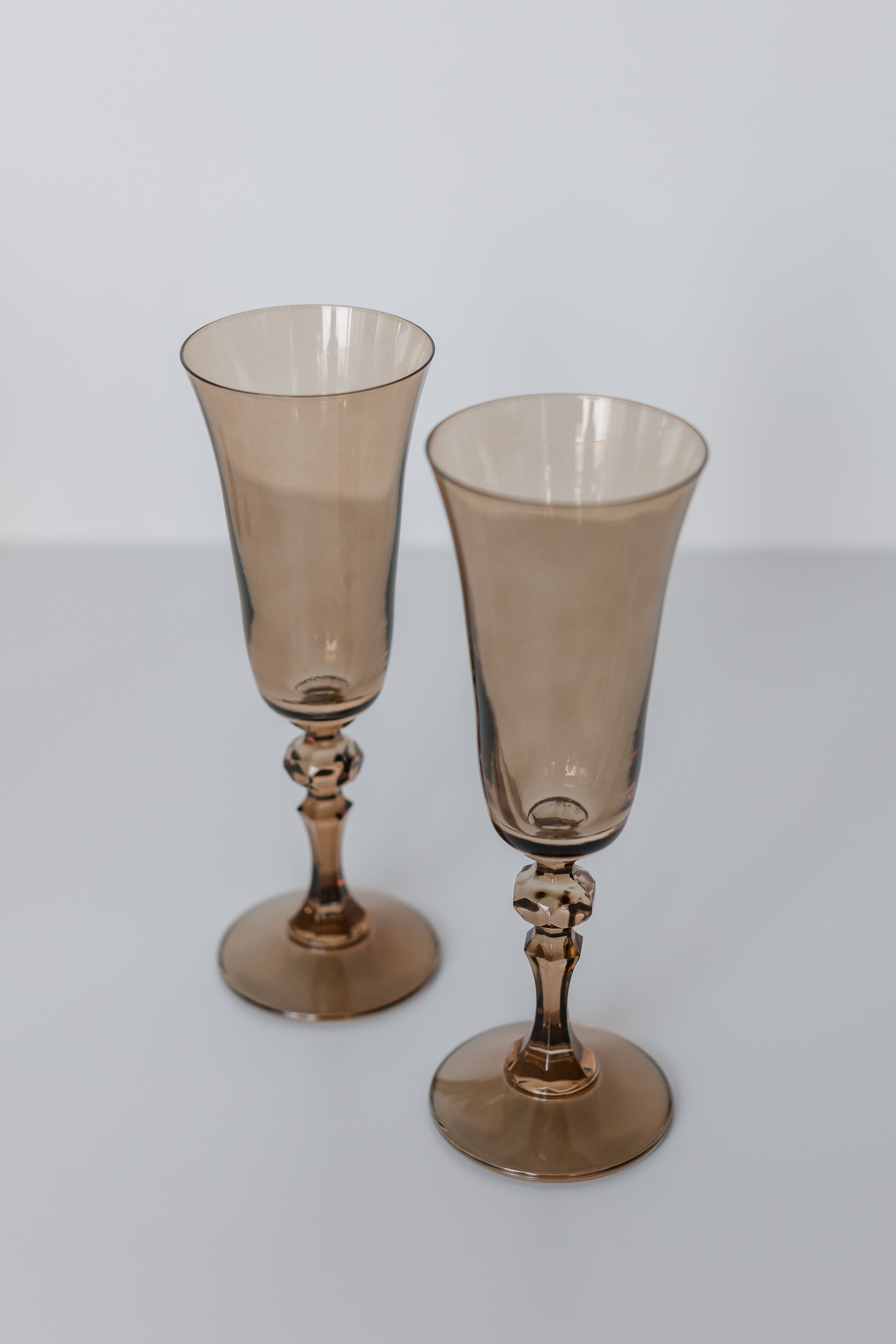Estelle Colored Glass Estelle Colored Regal Flute - Set of 2 {Mocha Mousse (Our Amber Smoke)} - view 2