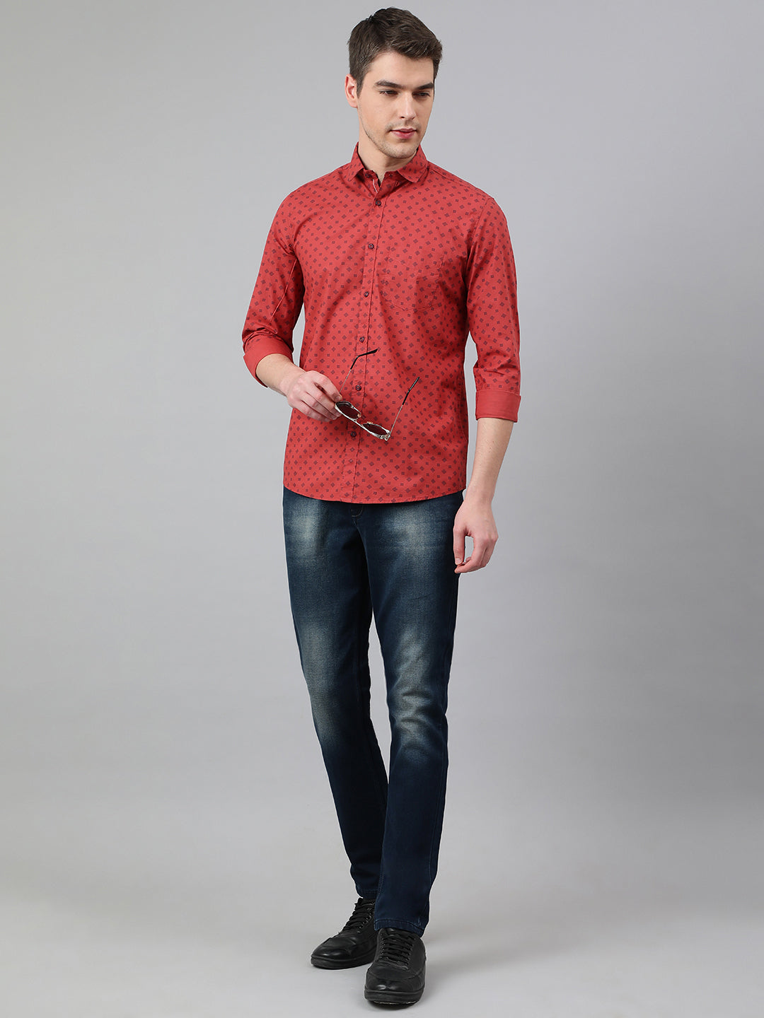 BlackTree Men Rust Standard Fit Printed Casual Shirt - view 6