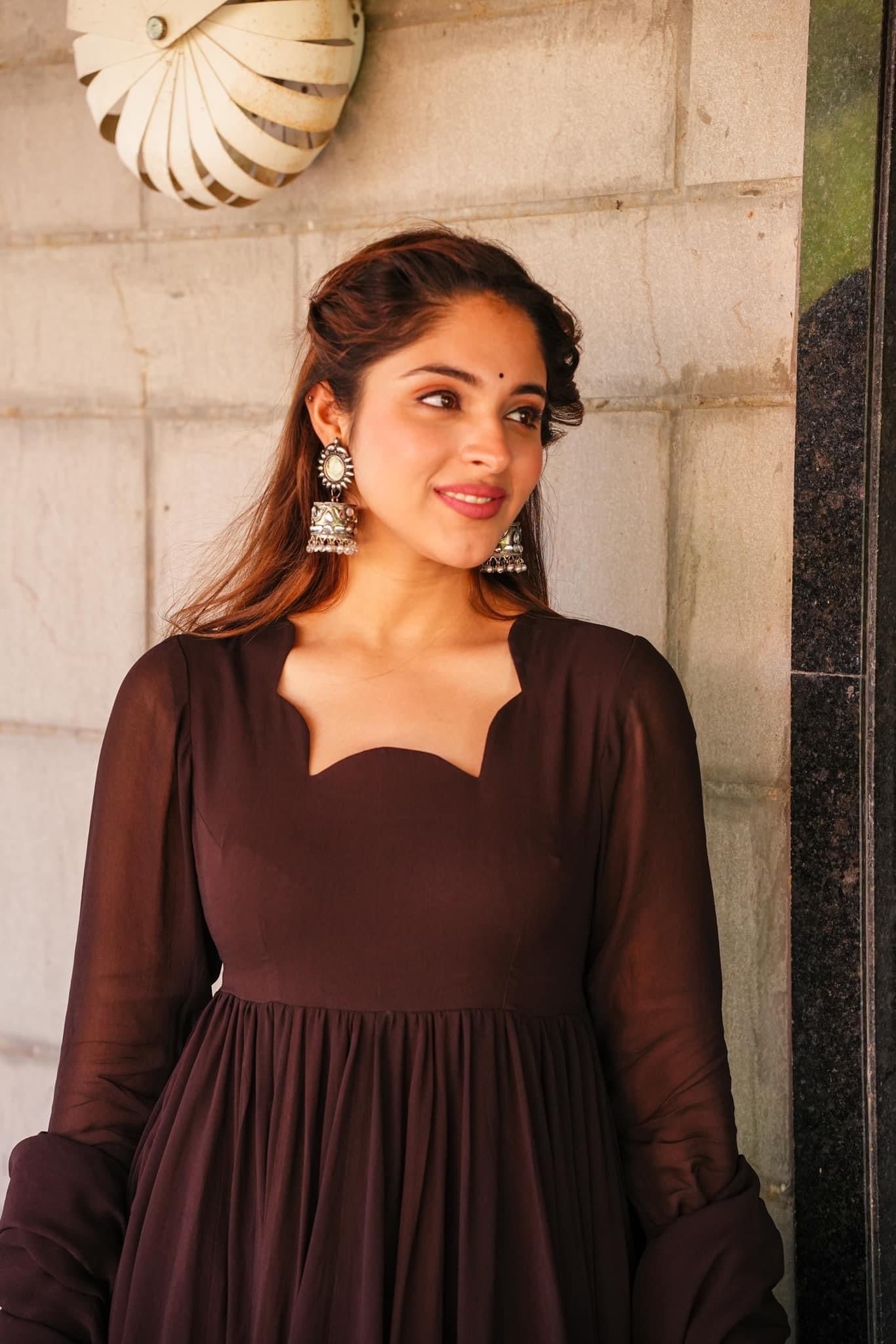 Idaho-o Tahira brown georgette suit set - view 2