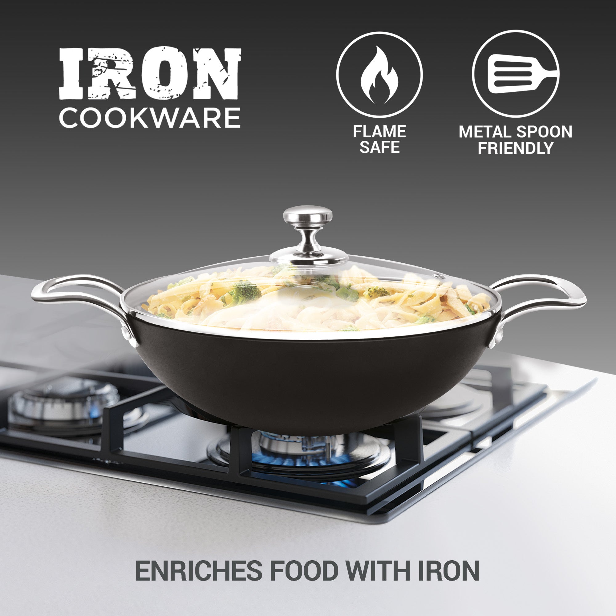 Non Stick Iron Kadhai (Milton Procook) – Black - view 4