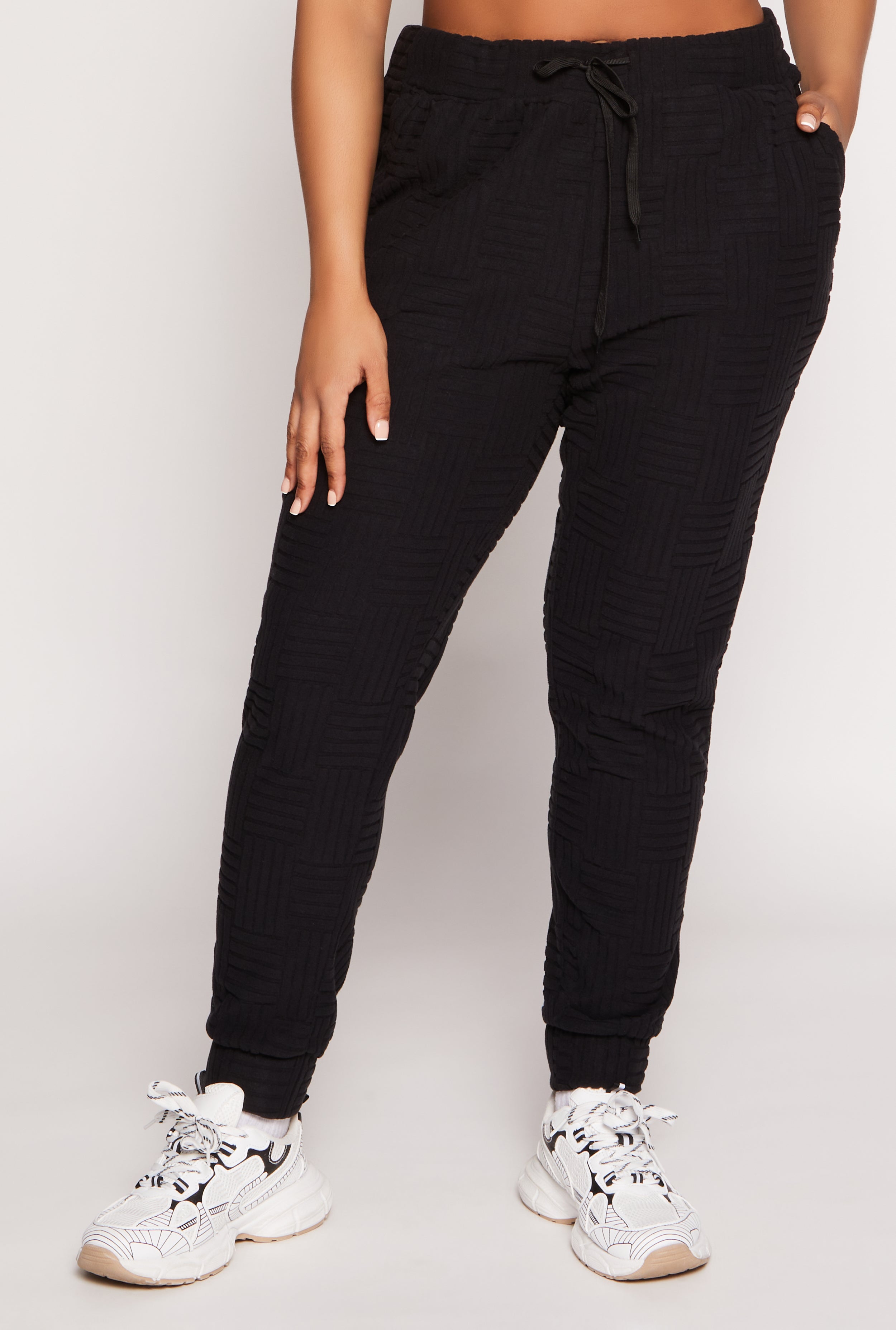 Rainbow Shops Plus Size Geometric Embossed Joggers - view 2