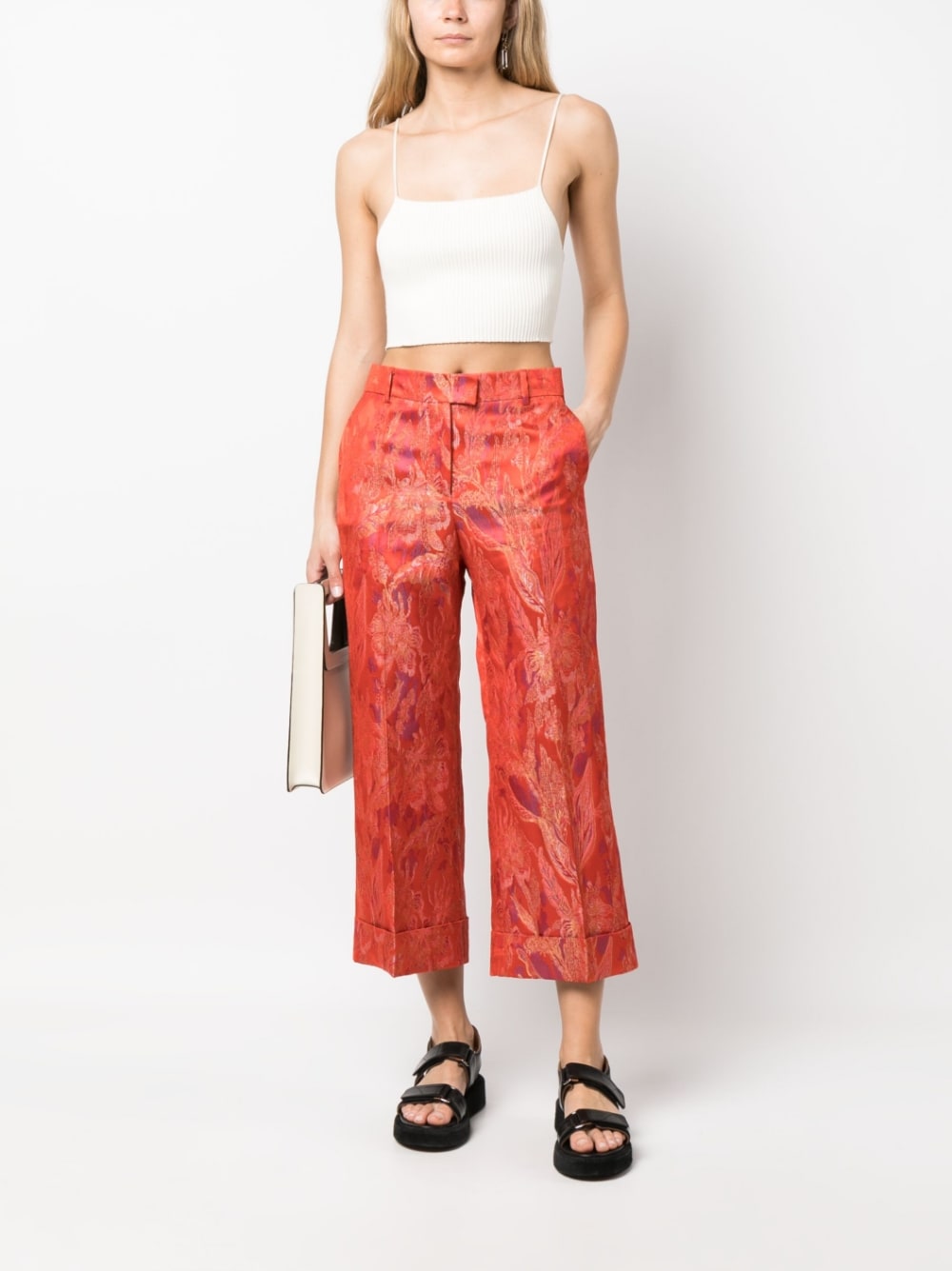 Alberto Biani Floral print jacquard trousers - view 2