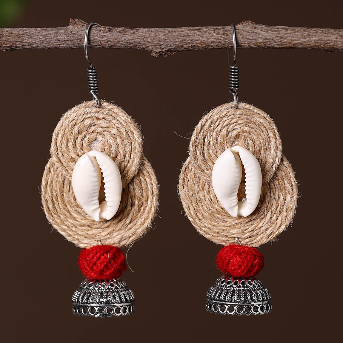 JALPARI Aahana German Silver Jute Jhumki Earrings - view 2